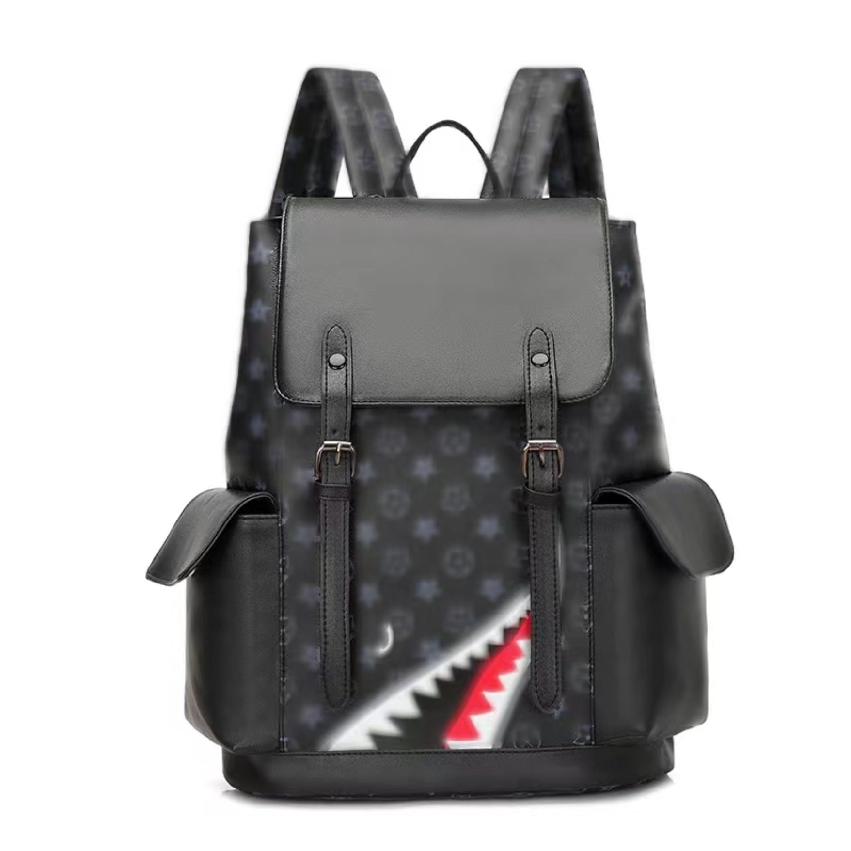 Premium PU Leather Laptop Backpack for Business, School & Travel - Multi-Functional Shoulder Bag with USB Charging Port - Ideal for College, Office & Hiking (Black) AKH-596