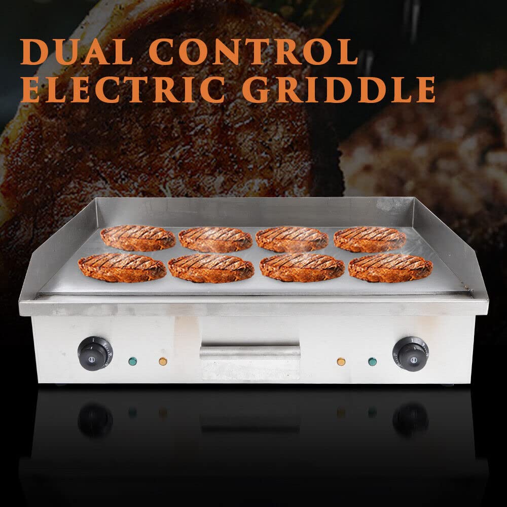 29 Inch Commercial Electric Griddle - 110V 4400W Stainless Steel Flat Top Grill with Adjustable Temperature (122-572°F) | Non-Stick Countertop Griddle for BBQ, Pancakes, Burgers & Restaurant Cooking
