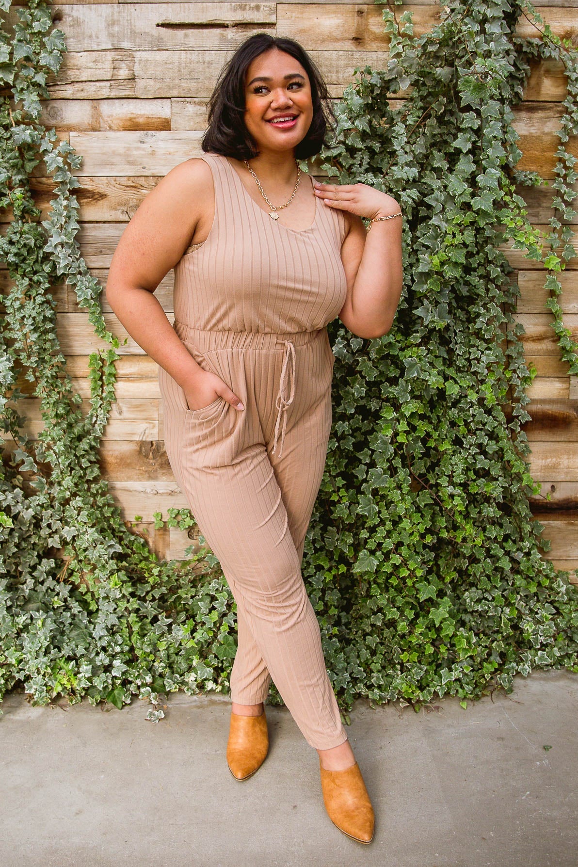 Women's Casual Tan Cruiser Jumpsuit - Comfortable Stretch Fabric Romper for Everyday Wear | Perfect for Outings, Beach Cover-ups & Summer Vacations