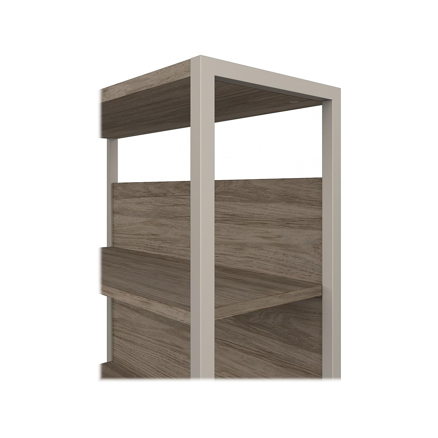 Bush Business Furniture Hybrid 36W Bookcase Hutch in Modern Hickory - Stylish Office Storage Solution for Home & Workspace Organization