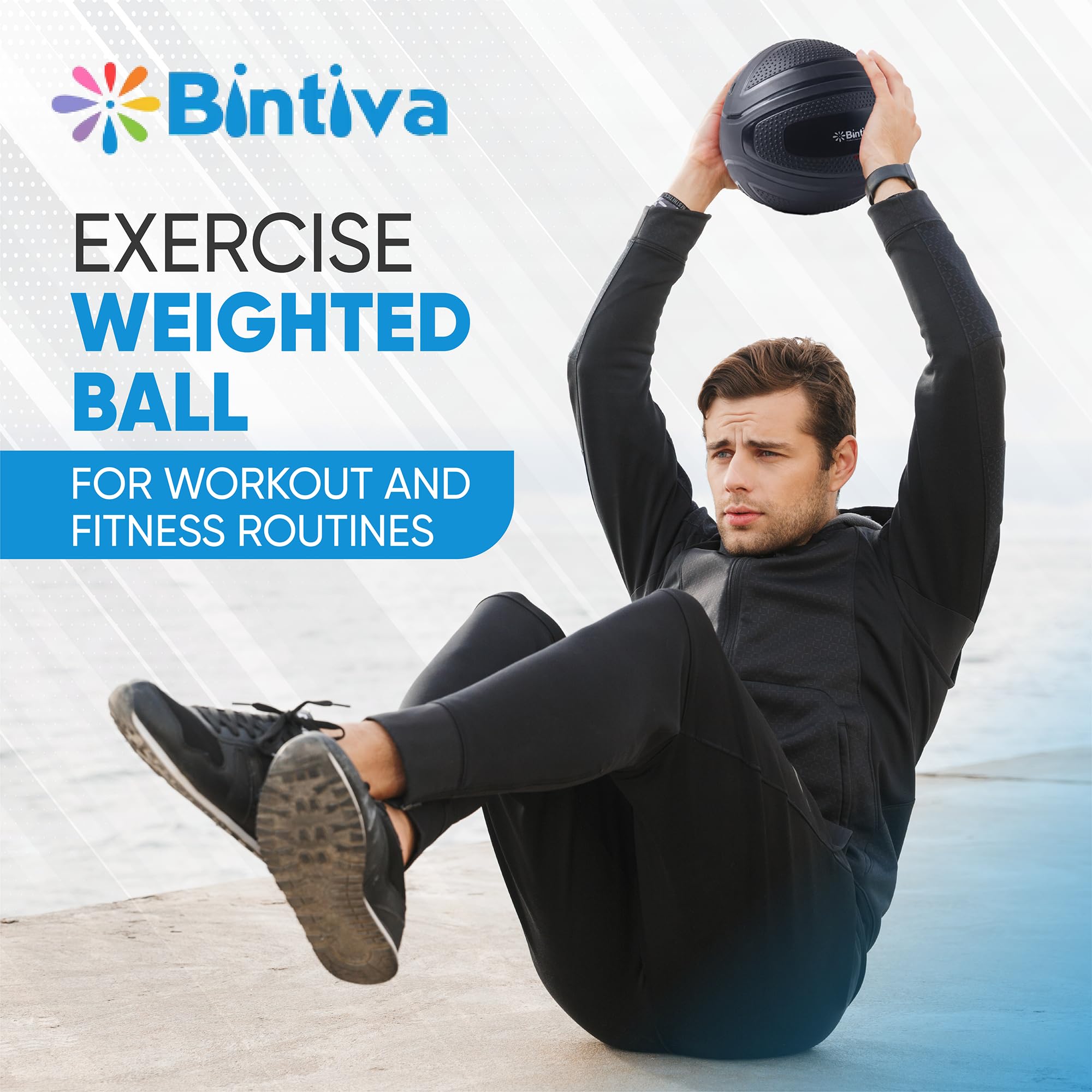 Bintiva Non-Bounce Slam Ball - Weighted Deadball for CrossFit, HIIT & Strength Training - Medicine Ball for Home Gym & Fitness Workouts - Perfect for Functional Training, Powerlifting & Core Exercises