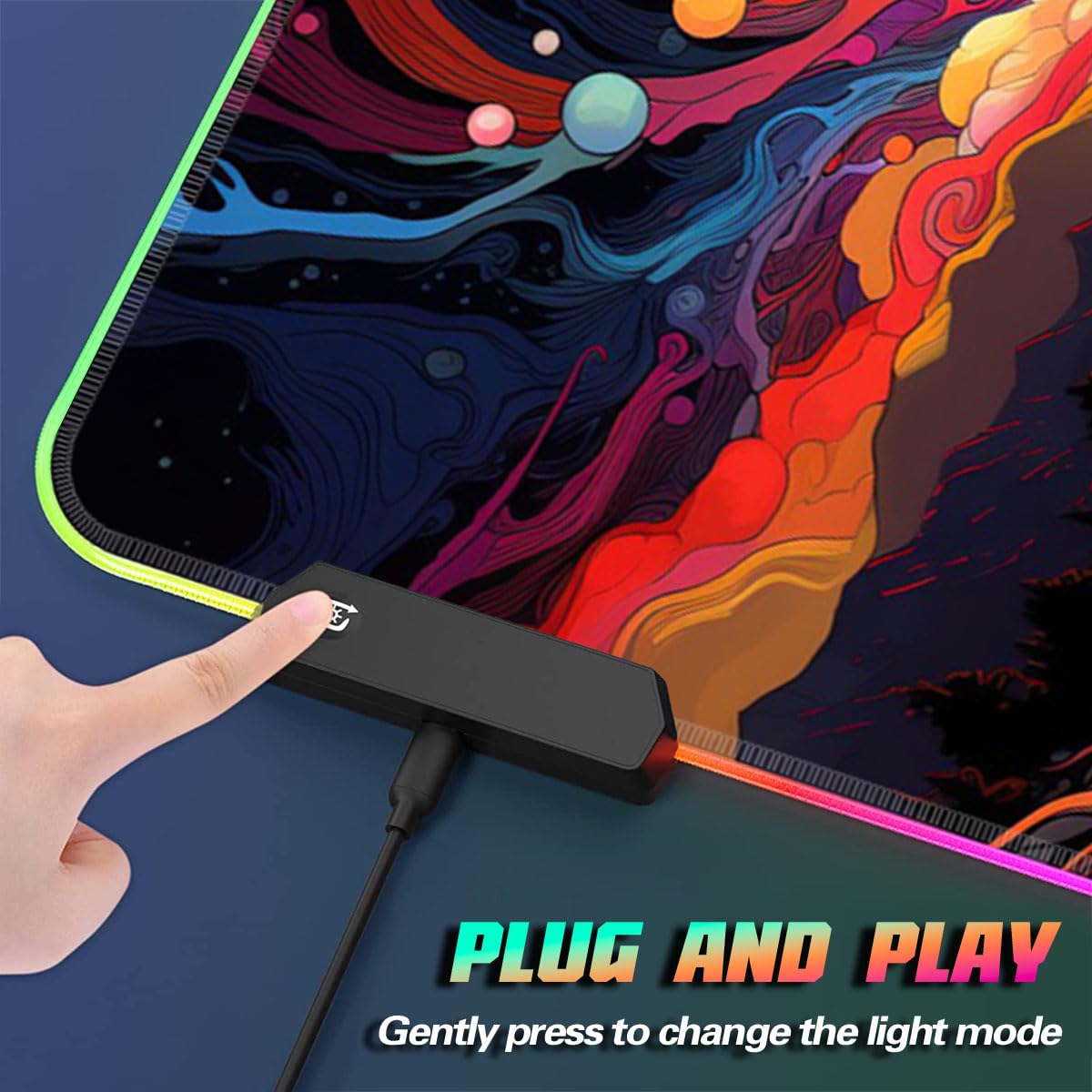 ROG Danube Large Gaming Mouse Pad with LED & Stitched Edges (60 x 35 x 0.3 cm) - Extended Keyboard and Mouse Mat for PC, Laptop, Office & Home - Perfect for Gaming, Work & Computer Desks