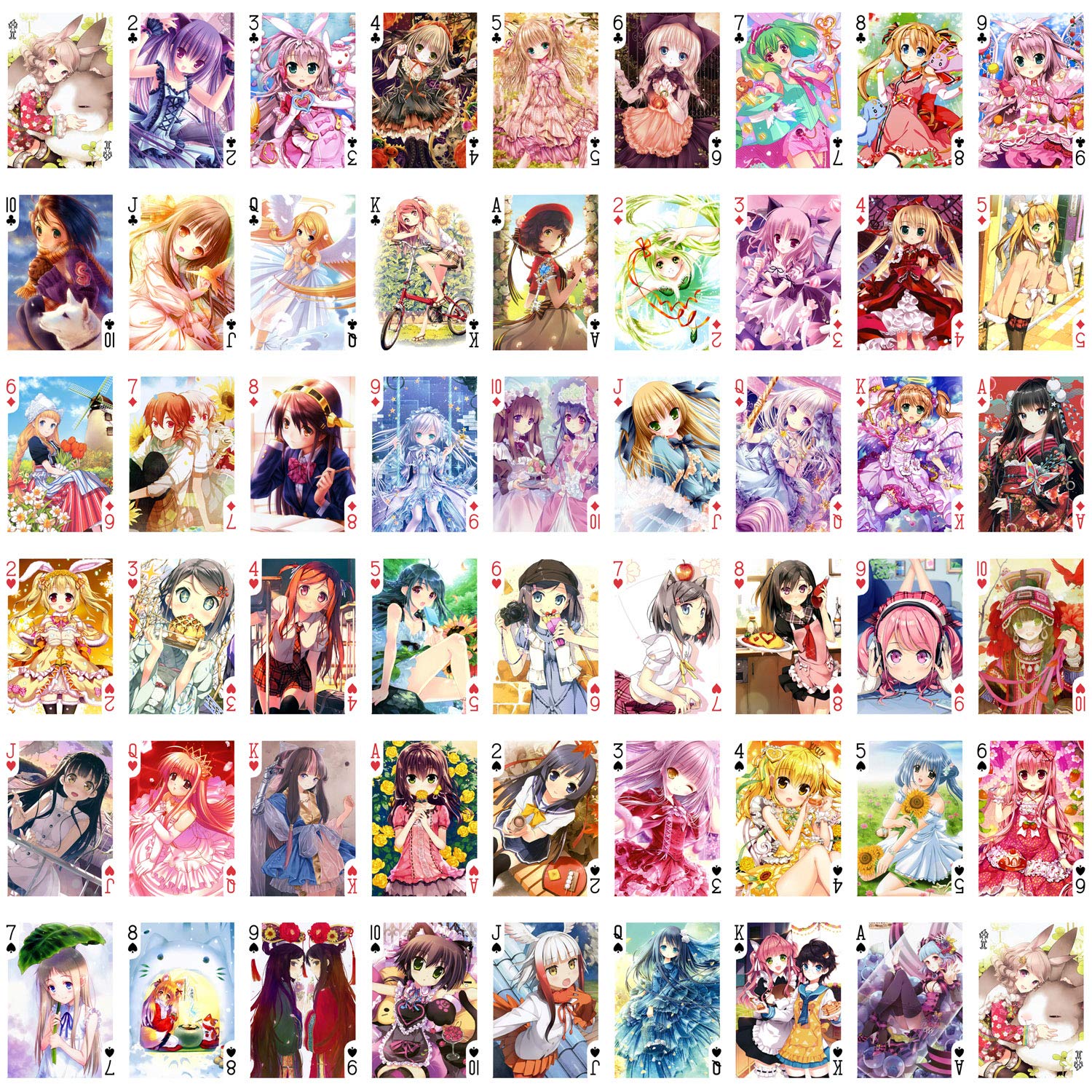 Kawaii Anime Playing Cards - 54 Unique Cute Japanese Manga Design Poker Deck for Girls | Perfect for Game Nights, Collectors & Anime Fans