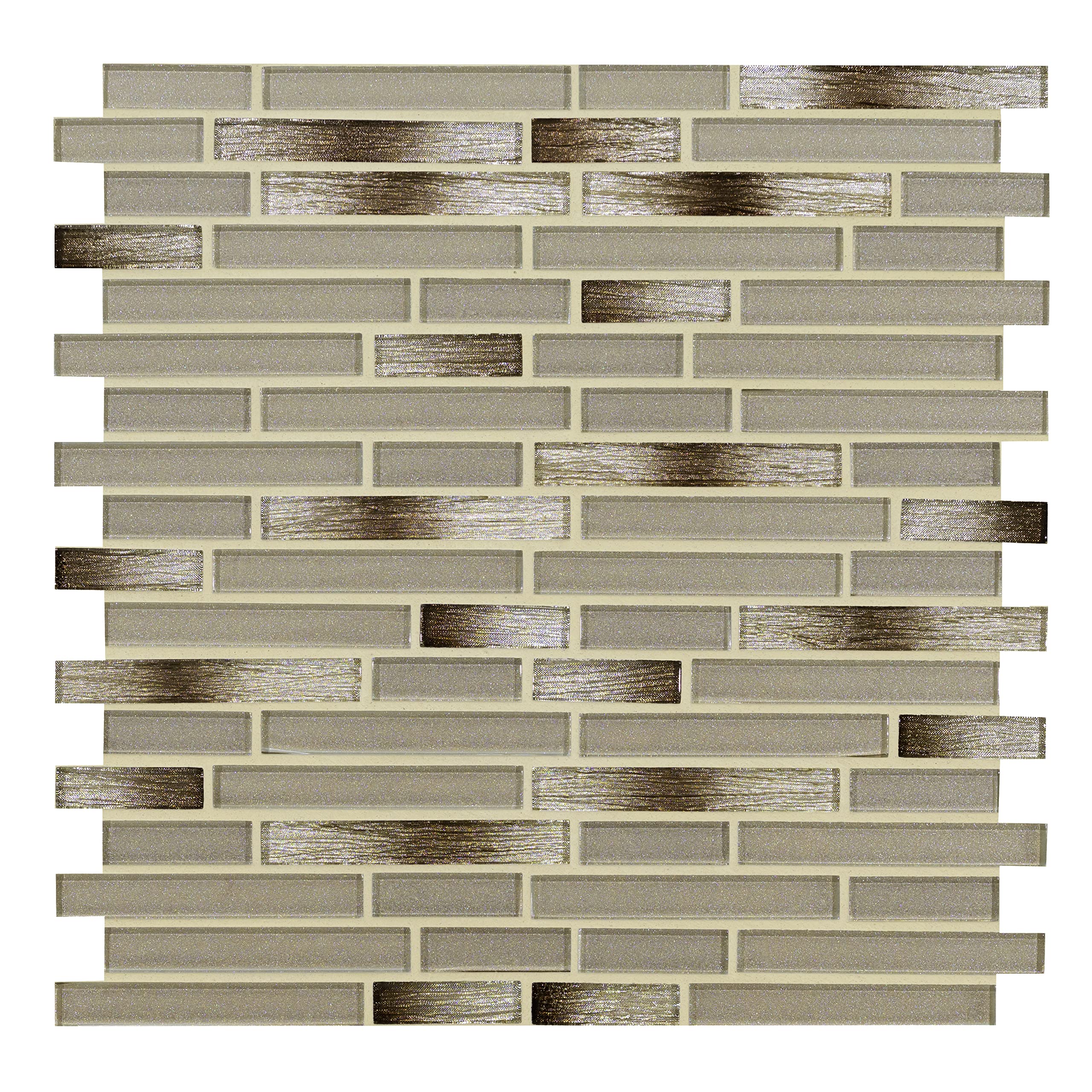 MSI Champagne Blend 12x11.75 Inch Interlocking Glass Mosaic Tile - Mesh Mounted Backsplash for Kitchen, Bathroom & Shower Walls (Brown) - Perfect for Modern Home Renovations & Commercial Spaces