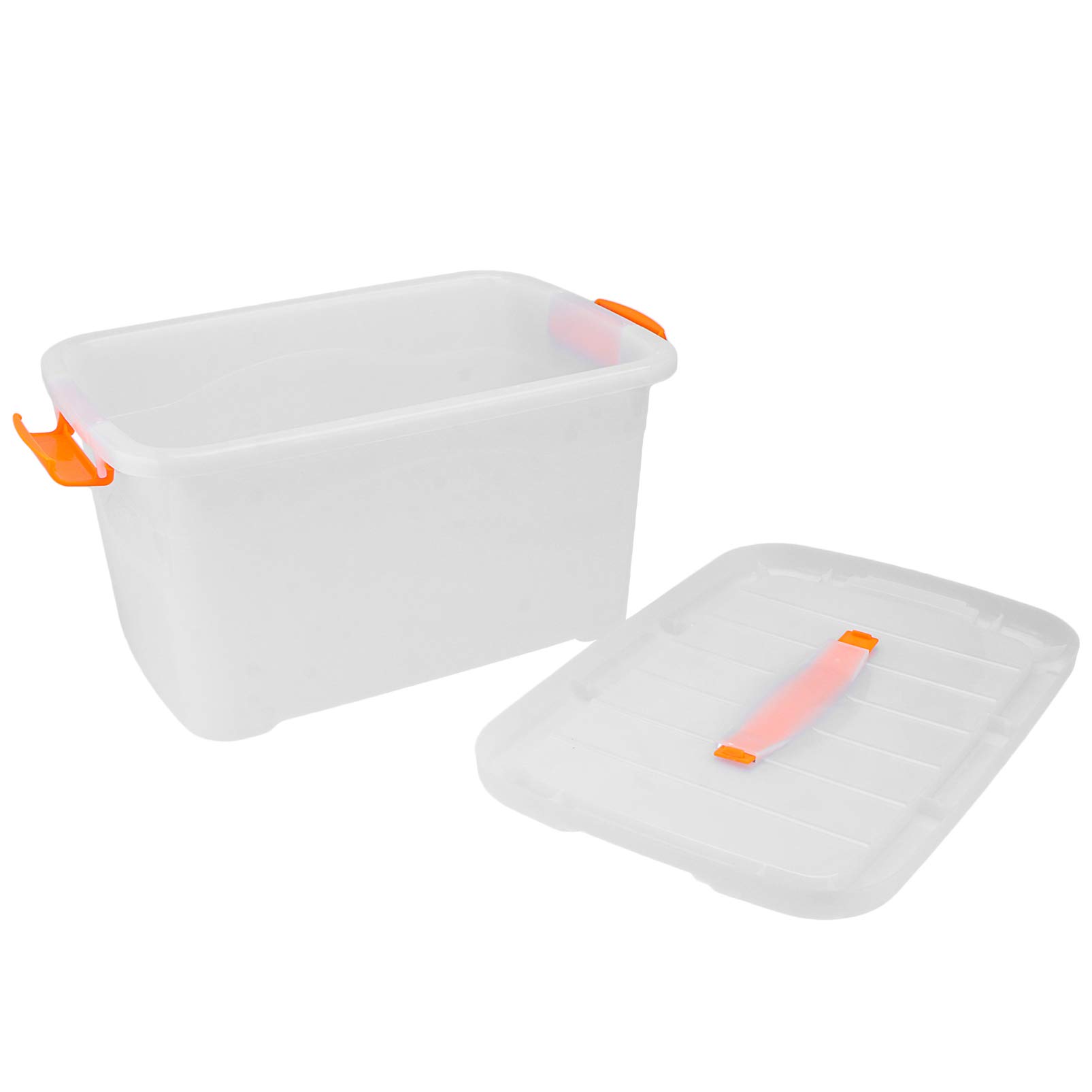 Kisangel Stackable Plastic Storage Bins with Latching Handles - Clear Translucent Organizer Box for Home, Office & Closet Organization (Set of 6)