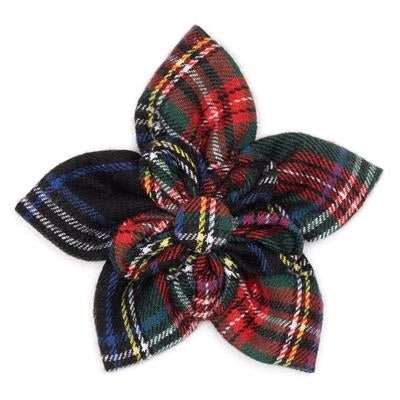 Black Stewart Plaid Flower Slides - Comfortable Summer Sandals for Women, Perfect for Beach, Pool, and Casual Outings