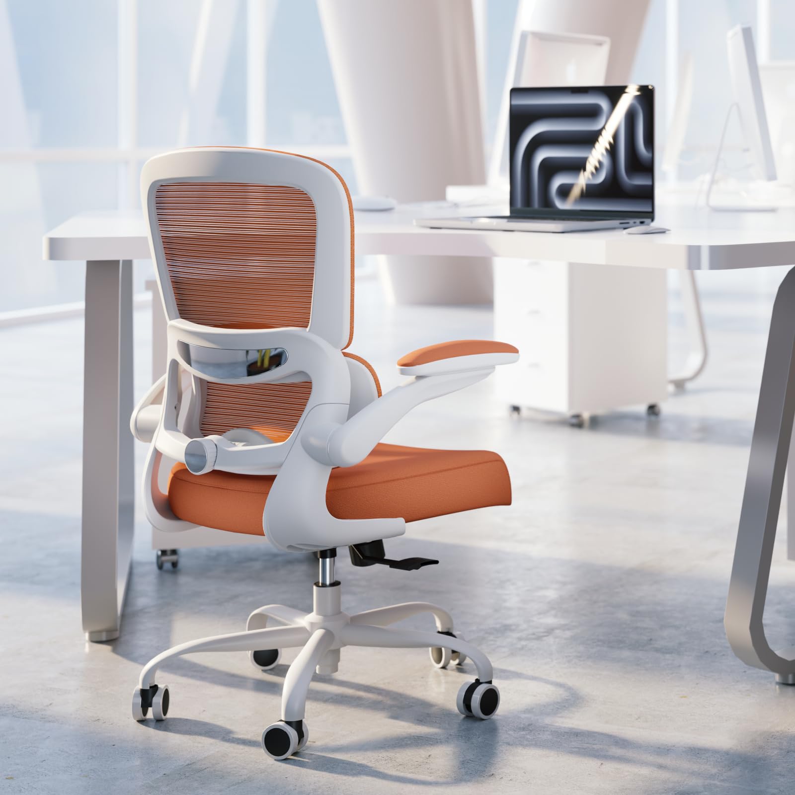 Ergonomic Office Chair with Adjustable Lumbar Support - Mesh Computer Desk Chair for Home & Executive Office - Comfortable Task Chair for Long Hours (Orange) - Perfect for Remote Work, Gaming & Study Sessions