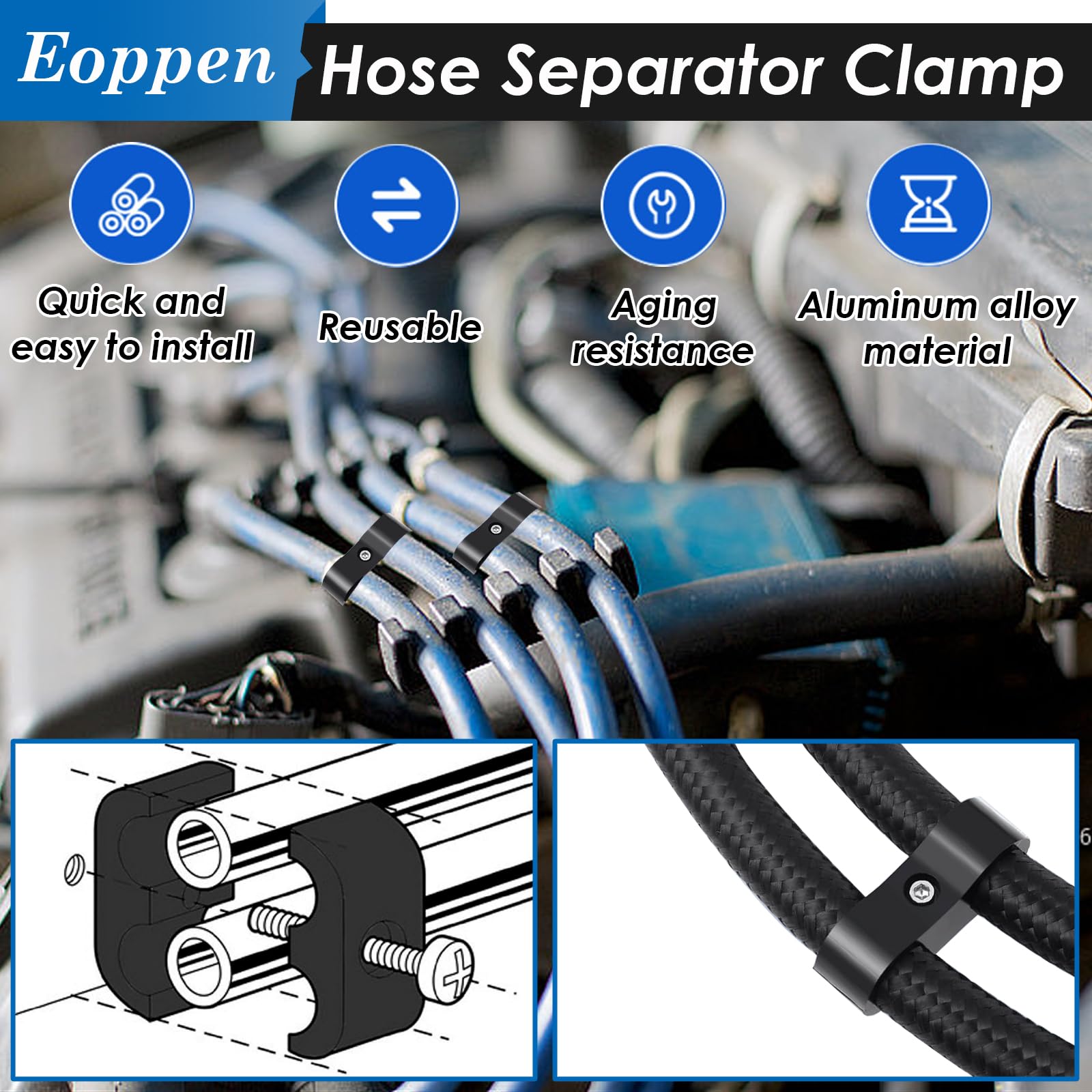 4Pcs 10AN Aluminum Fuel Hose Clamp - 5/8