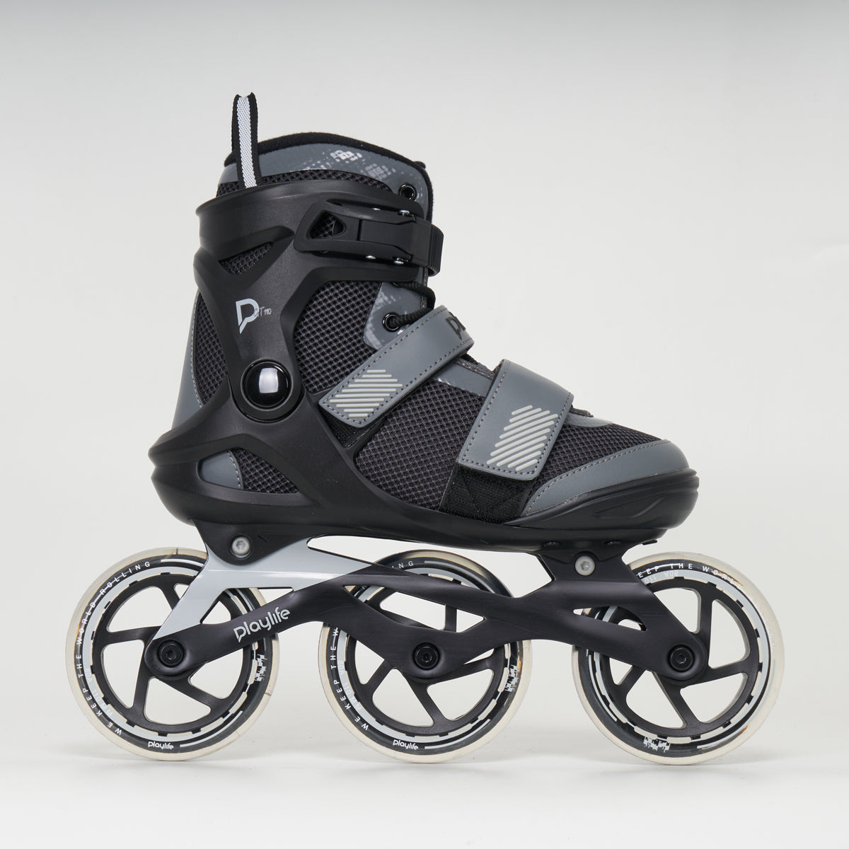 Playlife GT 110 Unisex Inline Skates - Black & Grey | Perfect for Outdoor Fitness, Rollerblading & Urban Commuting