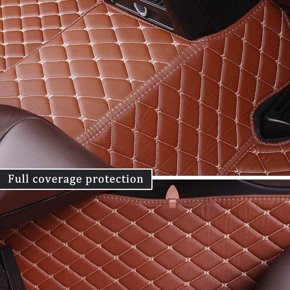 Premium Custom Fit Floor Mats for Mercedes Benz GLE Coupe 2015-2019 - Luxury Leather Waterproof Non-Slip Car Floor Liners Full Set (Brown) - Perfect for All-Weather Protection & Interior Style Enhancement