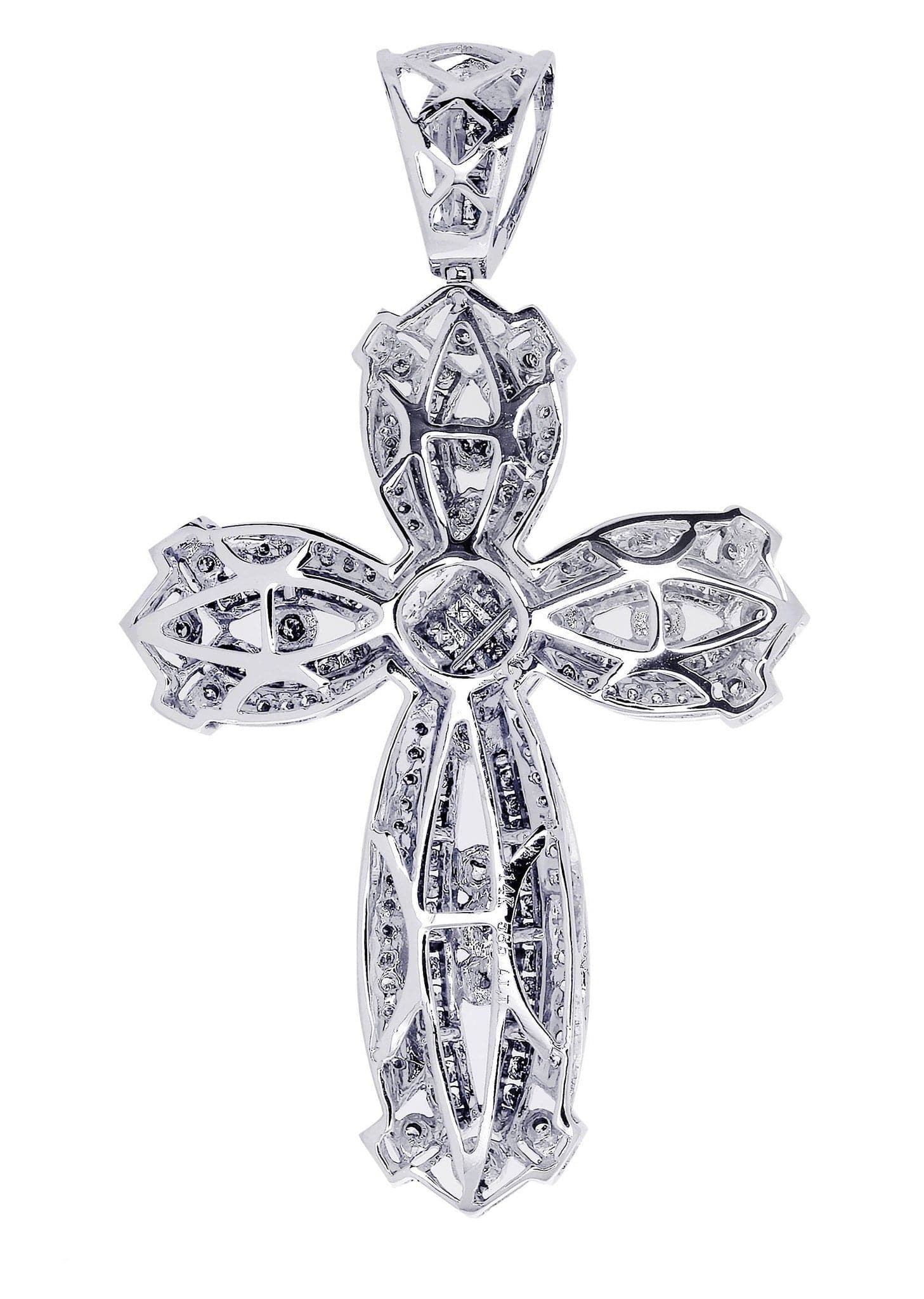 1.9 Carat Diamond Cross Pendant Necklace - 15.47 Grams Solid Gold Religious Jewelry for Women & Men - Perfect for Baptism, Confirmation & Wedding Gifts
