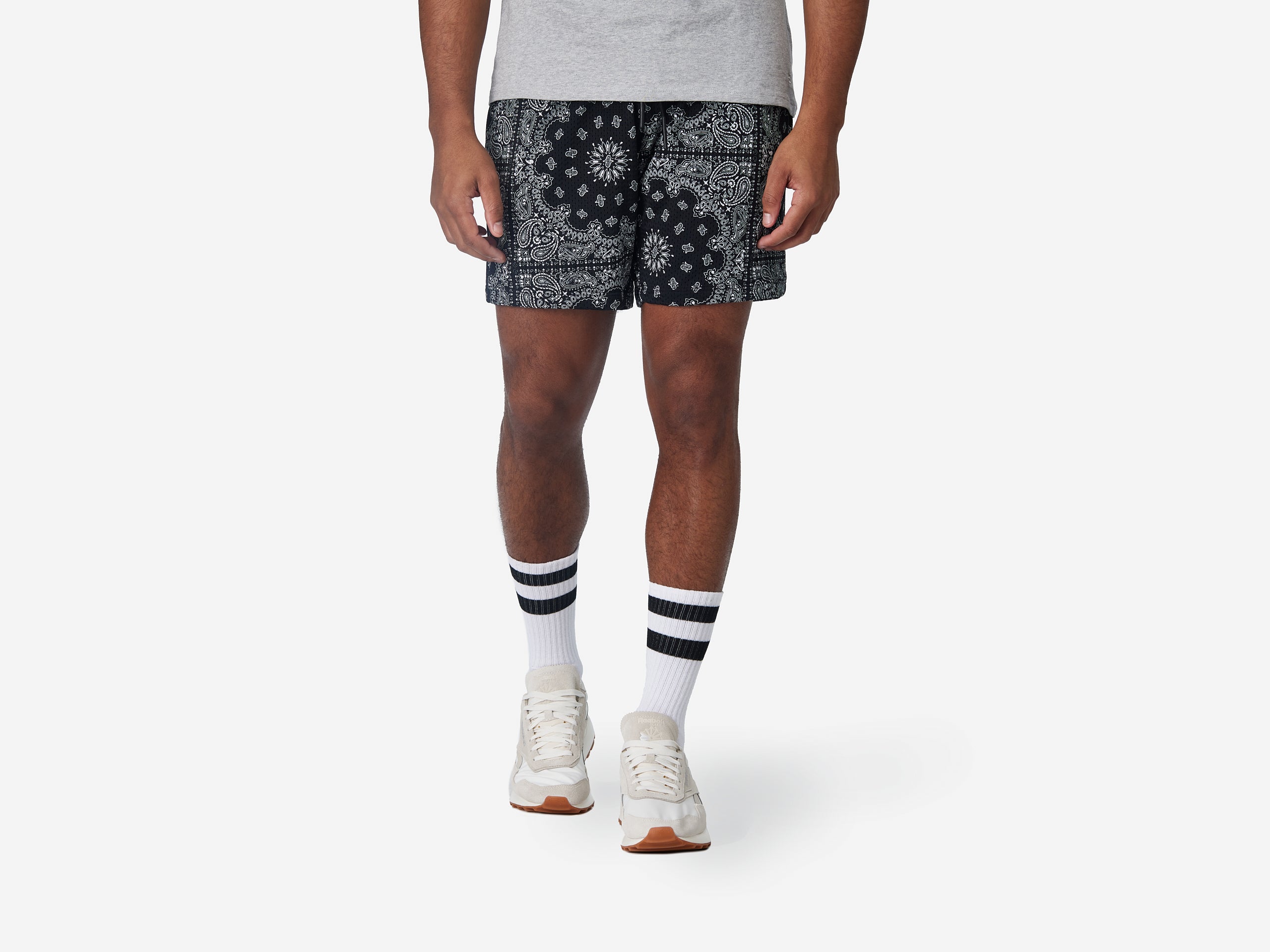 6 Pocket Lounge Shorts for Men - Comfortable Casual Bandana Print Shorts - Perfect for Relaxing at Home, Lounging, or Summer Outings