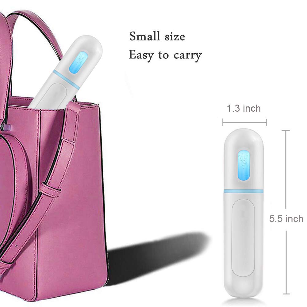 Portable Nano Facial Mister - Mini Cool Mist Steamer for Hydrating & Moisturizing Skin Care | Perfect for Makeup Setting, Pore Cleaning, Eyelash Extensions & Summer Cooling | Travel-Friendly Face Sprayer (White)