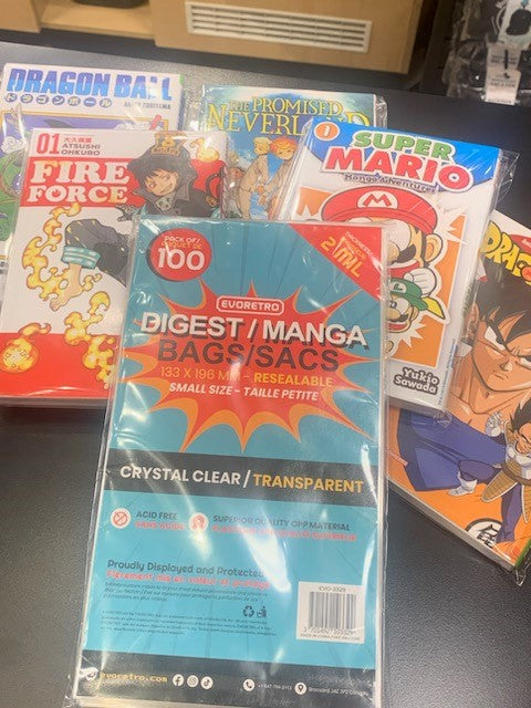 Evoretro Clear Resealable Bags for Comics, Manga & Collectibles - Perfect for Storage, Protection & Organization of Digest Books, Comic Collections & Trading Cards