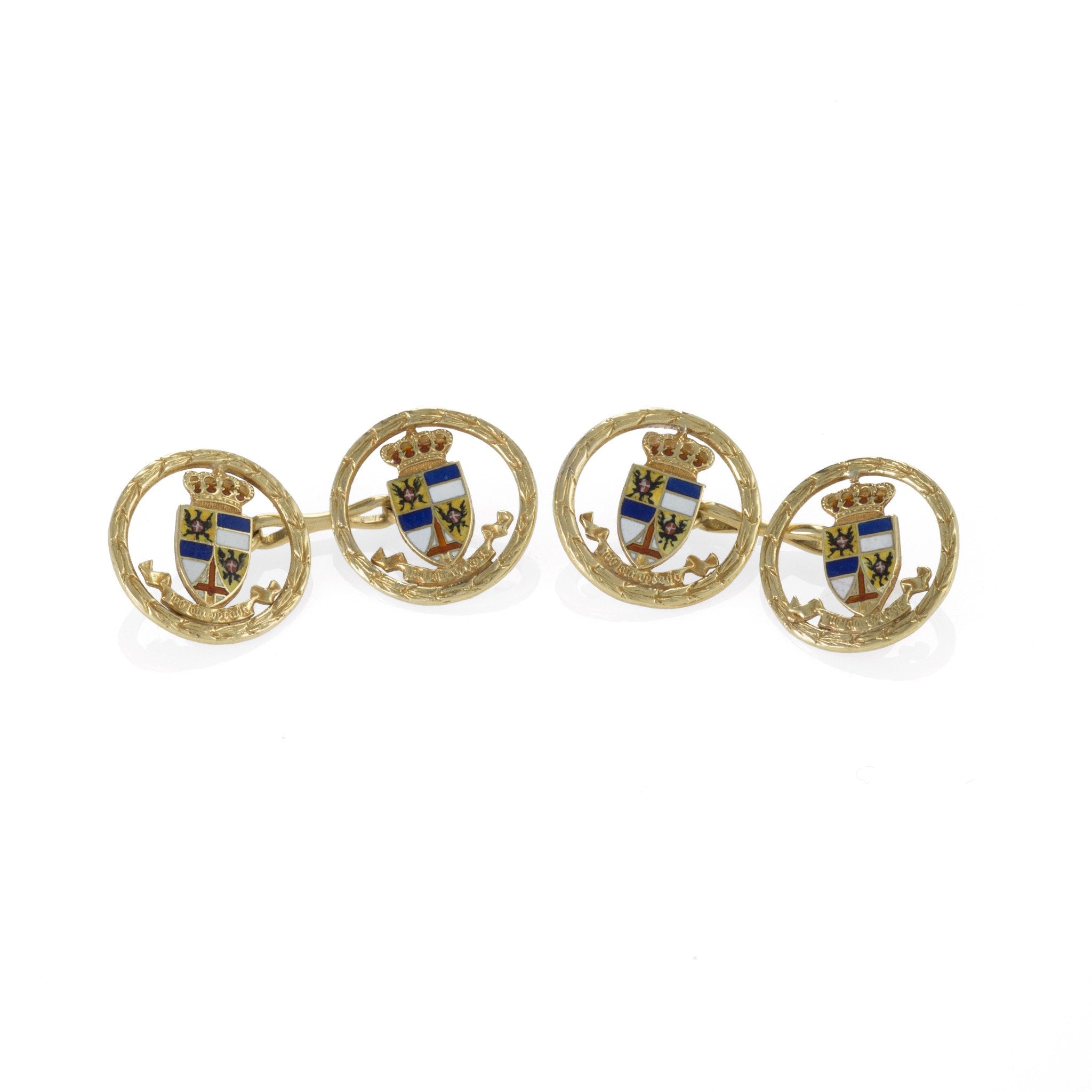 Heraldic Shield Gold and Enamel Cufflinks for Men - Vintage Knight Crest Jewelry - Perfect for Weddings, Formal Events & Gifts
