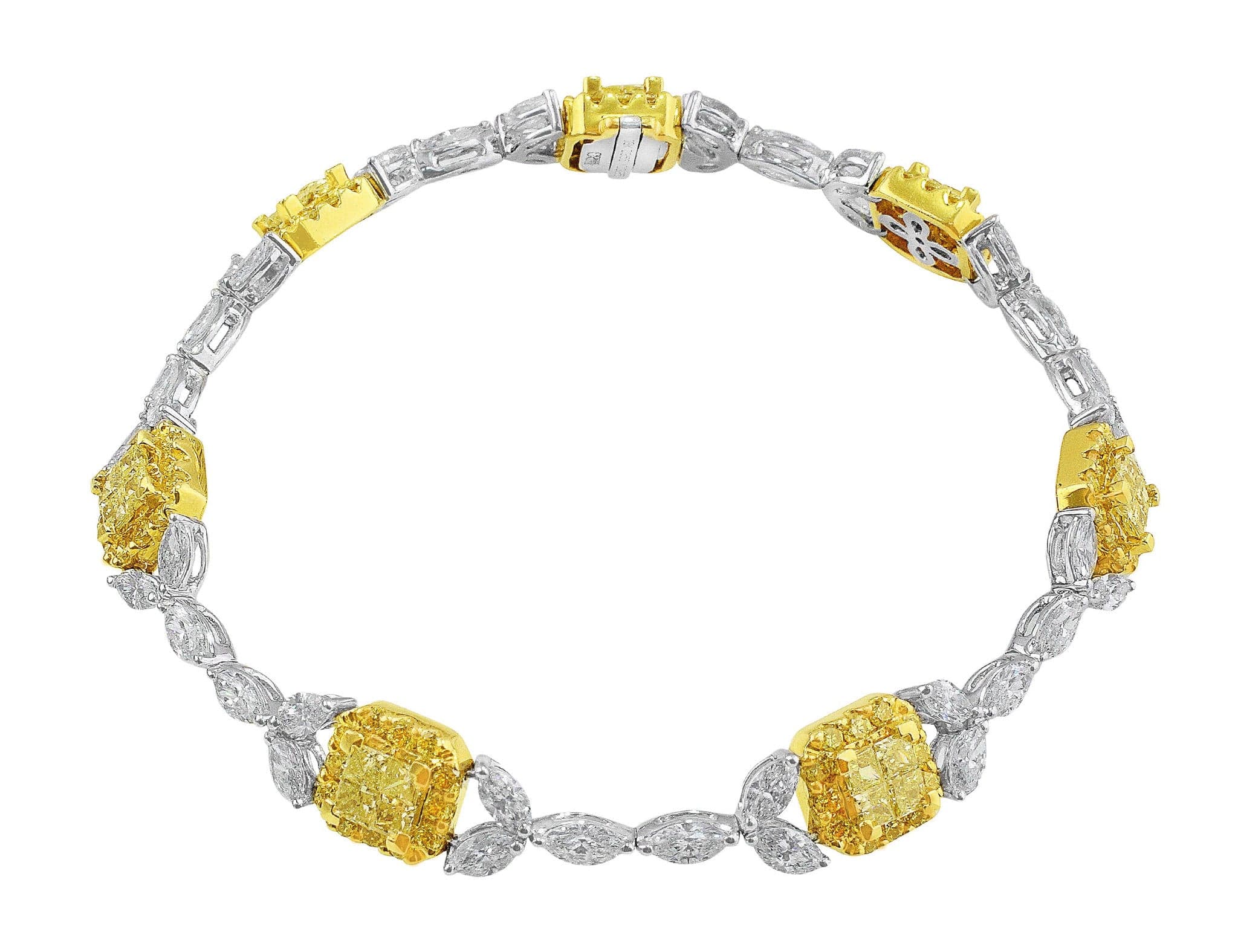 18K White & Yellow Gold Delicate Diamond Bracelet for Women - Elegant Fancy Jewelry Gift for Anniversary, Wedding & Special Occasions