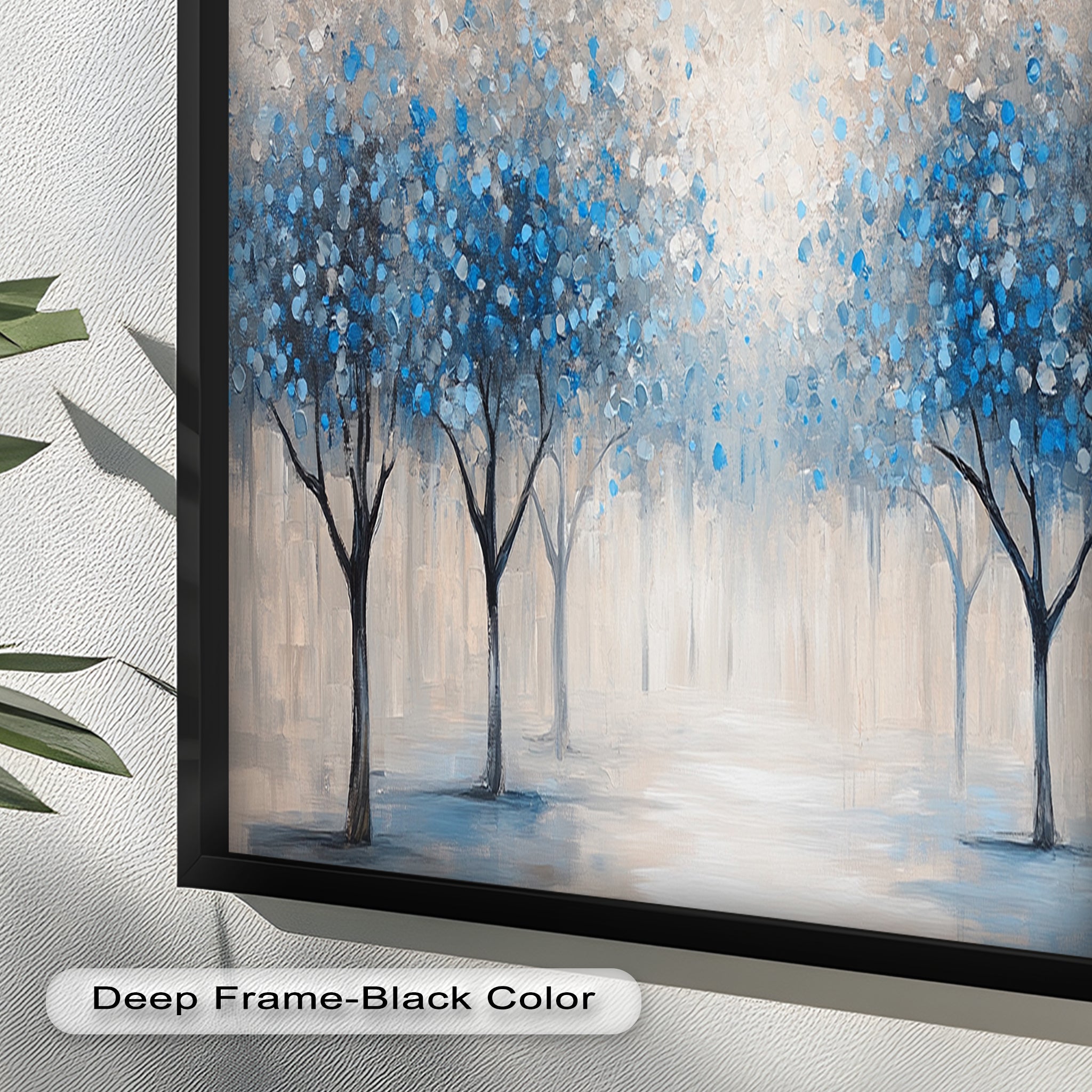 Blue Blossom Trees Wall Art - Floral Oil Painting Canvas Print for Living Room, Bedroom & Office Decor | Nature Inspired Home Decor