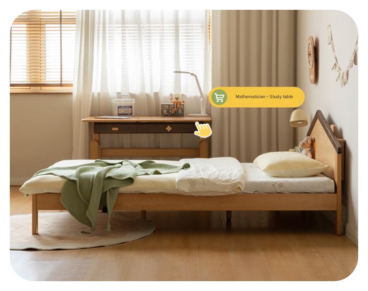 Kids Wooden Bed with Night Light - Beech & Poplar Little House Design with 15-Minute Auto Light Off - Perfect for Bedrooms, Playrooms & Cozy Sleep Spaces