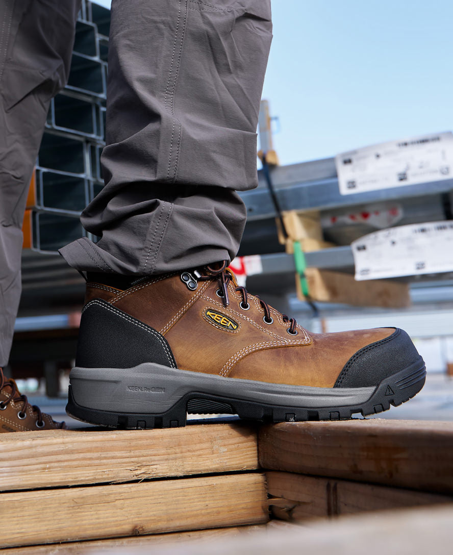 Men's Evanston 6 Waterproof Soft Toe Work Boots - Bison/Black - Durable & Comfortable for Construction, Hiking & Outdoor Activities