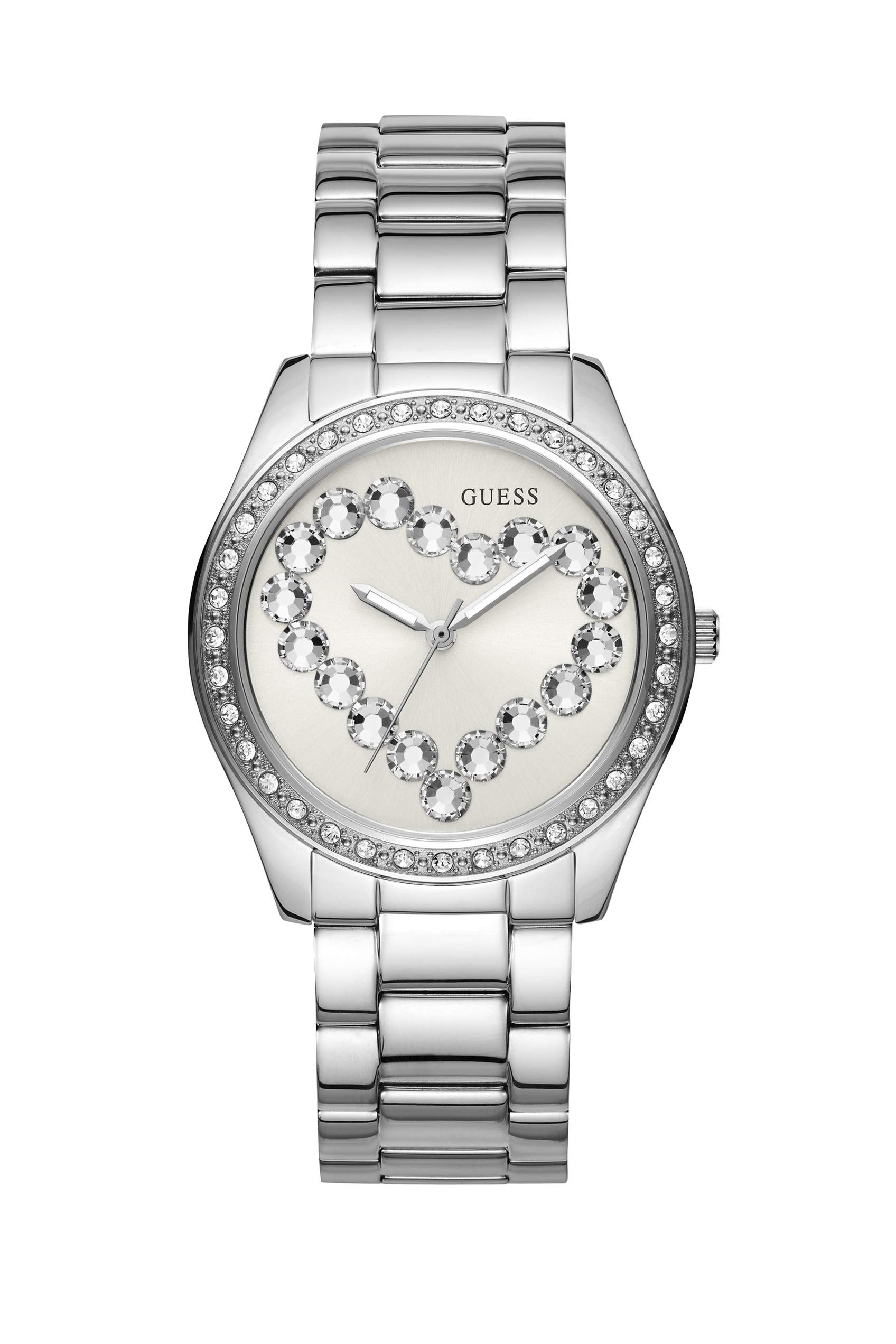 GUESS Factory Women's Silver-Tone Analog Watch - Stylish & Elegant Timepiece for Everyday Wear, Office & Casual Outfits