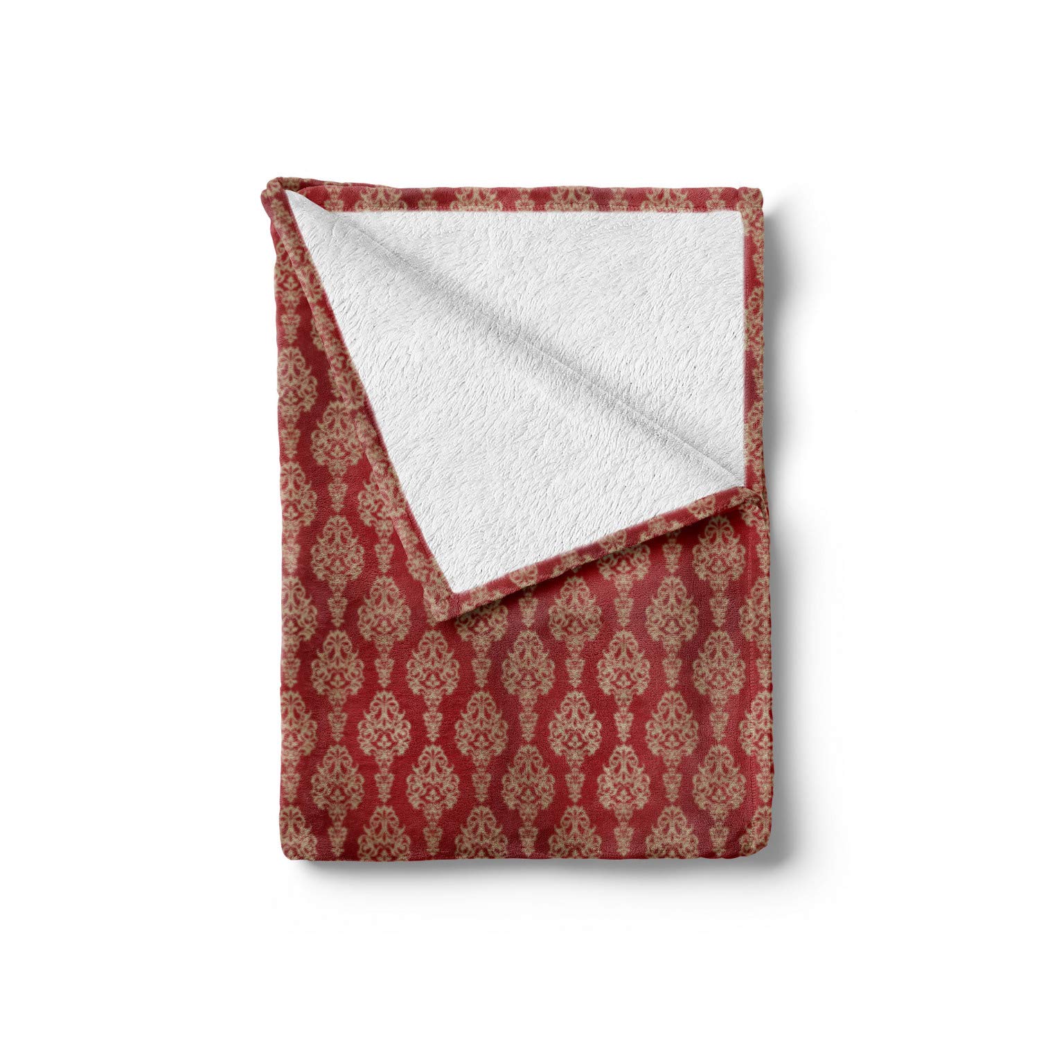 Ambesonne Damask Throw Blanket - Oriental Swirls & Floral Motif Fleece Blanket, 60