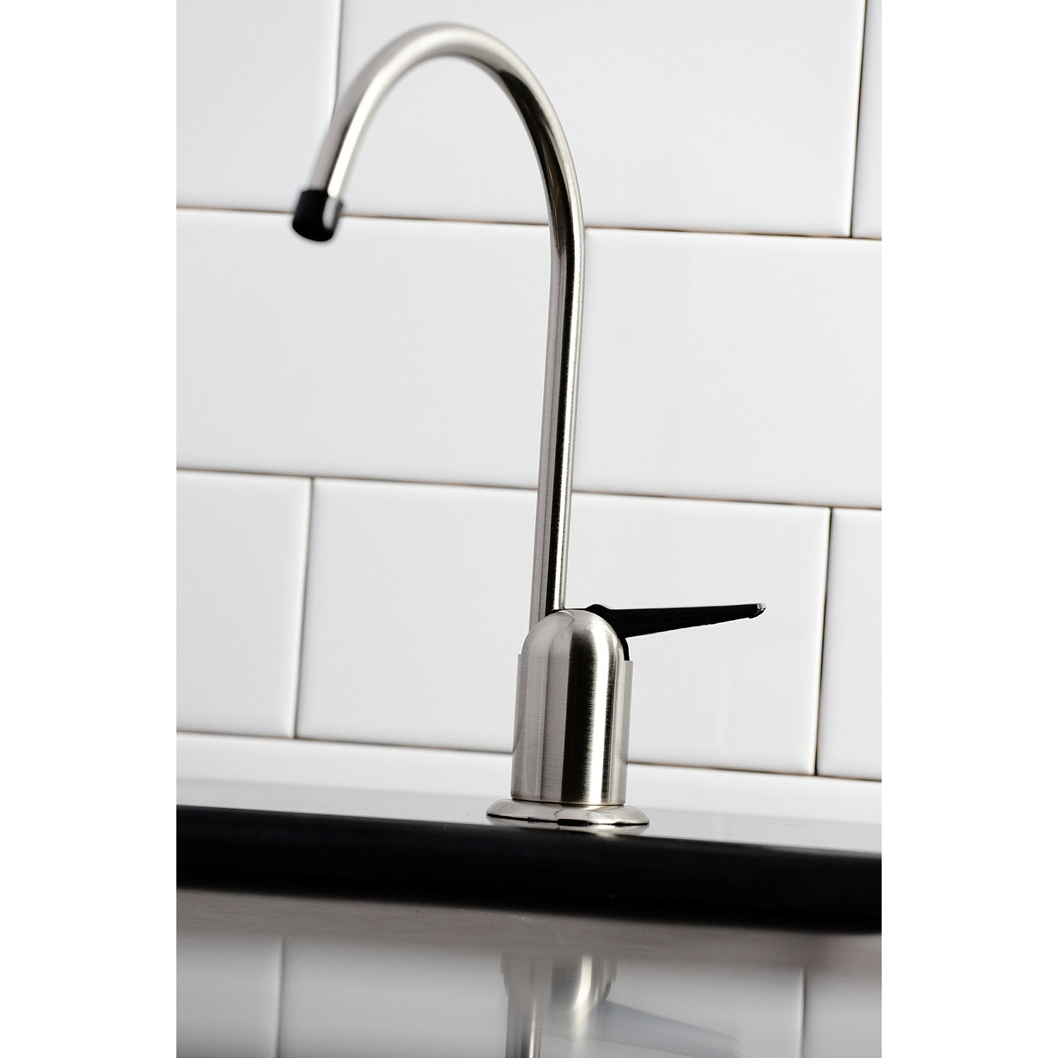 Americana K6194 Single Handle 1 Hole Deck Mount Water Filtration Faucet - Black Stainless Steel for Kitchen Sink, Countertop & RV Use