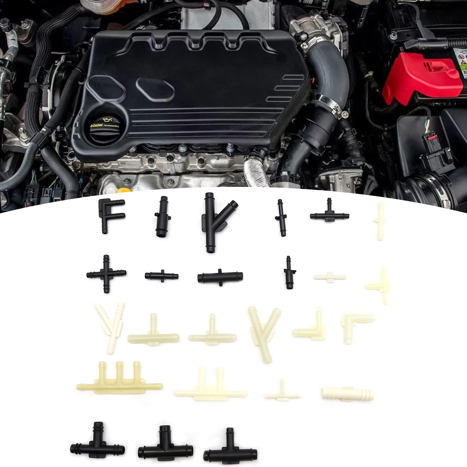 UOIENRT 32-Piece Vacuum Tee Connector Assortment Kit - 1/8