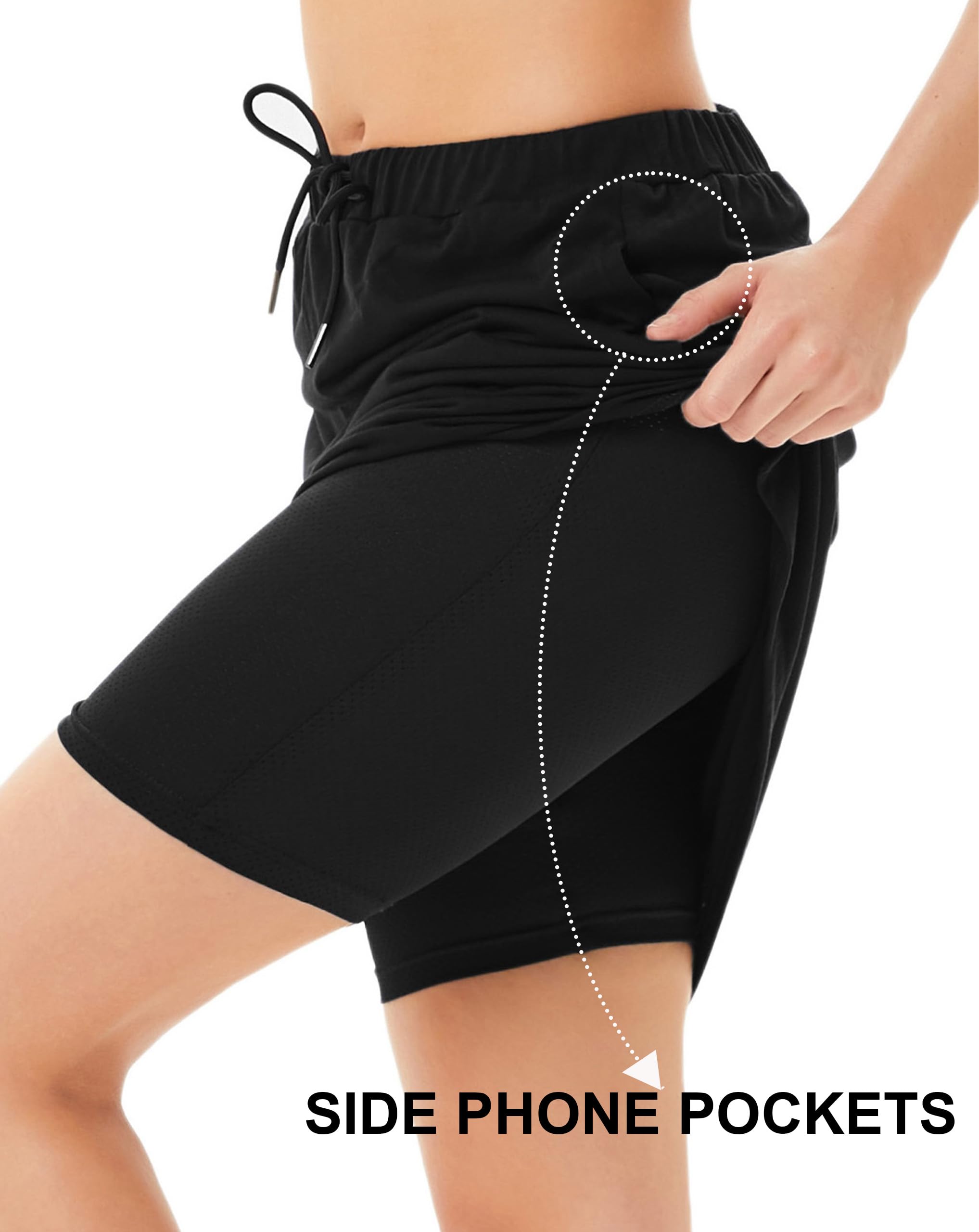 **JACK SMITH Women's Athletic Skorts - Stretchy Knee-Length Skirts with Drawstring Waist & Mesh Shorts Pockets - Perfect for Running, Tennis & Outdoor Activities**