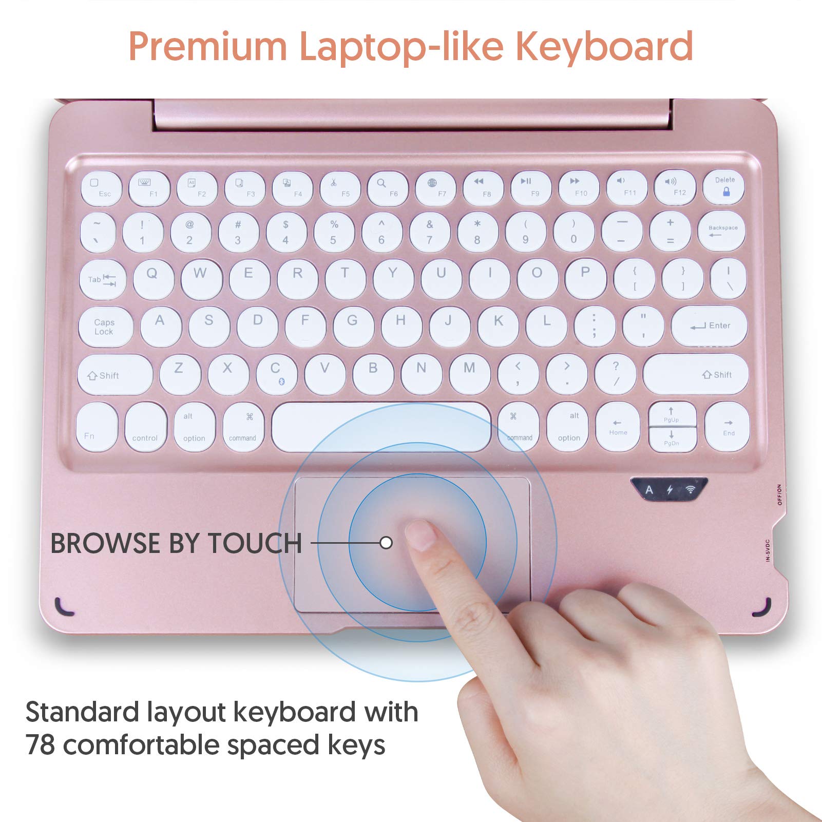 Bluetooth Keyboard Case with Touchpad for iPad 9th/8th/7th Gen, iPad Air 3rd & iPad Pro 10.5