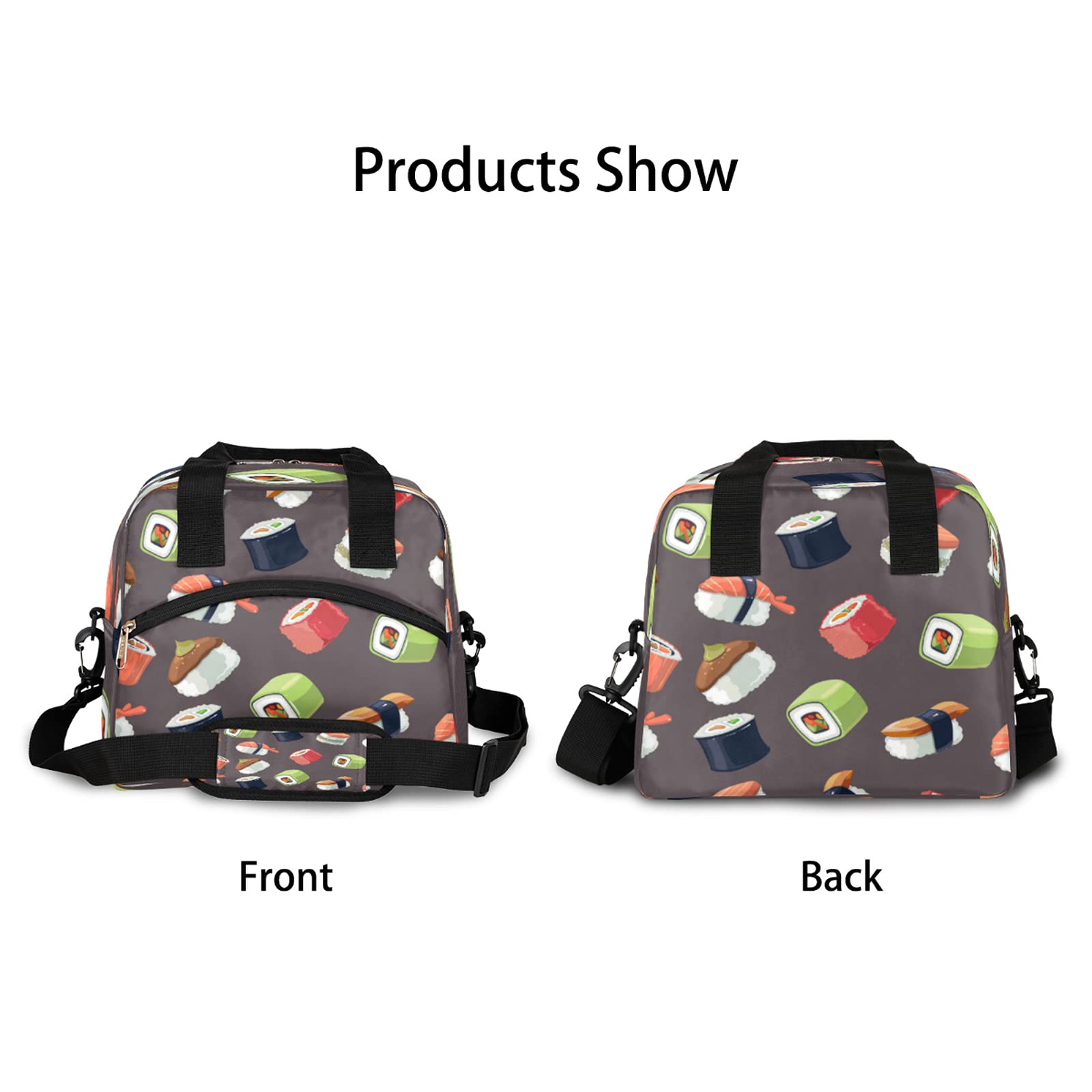 Cfpolar Insulated Lunch Bag - Leakproof Reusable Cooler Tote with Adjustable Shoulder Strap for Women & Men | Perfect for Meal Prep, Work, School, Travel & Picnics | Cute Sushi Design Lunch Box