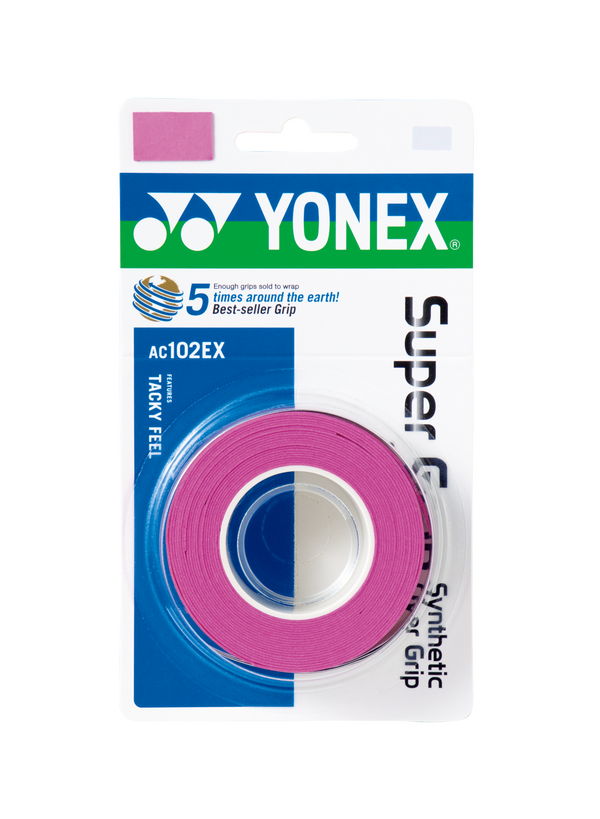 Yonex AC102EX 3 Super Grap Badminton Grip - 3 Wraps | Premium Sweat Absorbent Overgrip for Badminton, Tennis & Squash Rackets | Improves Comfort & Control During Play