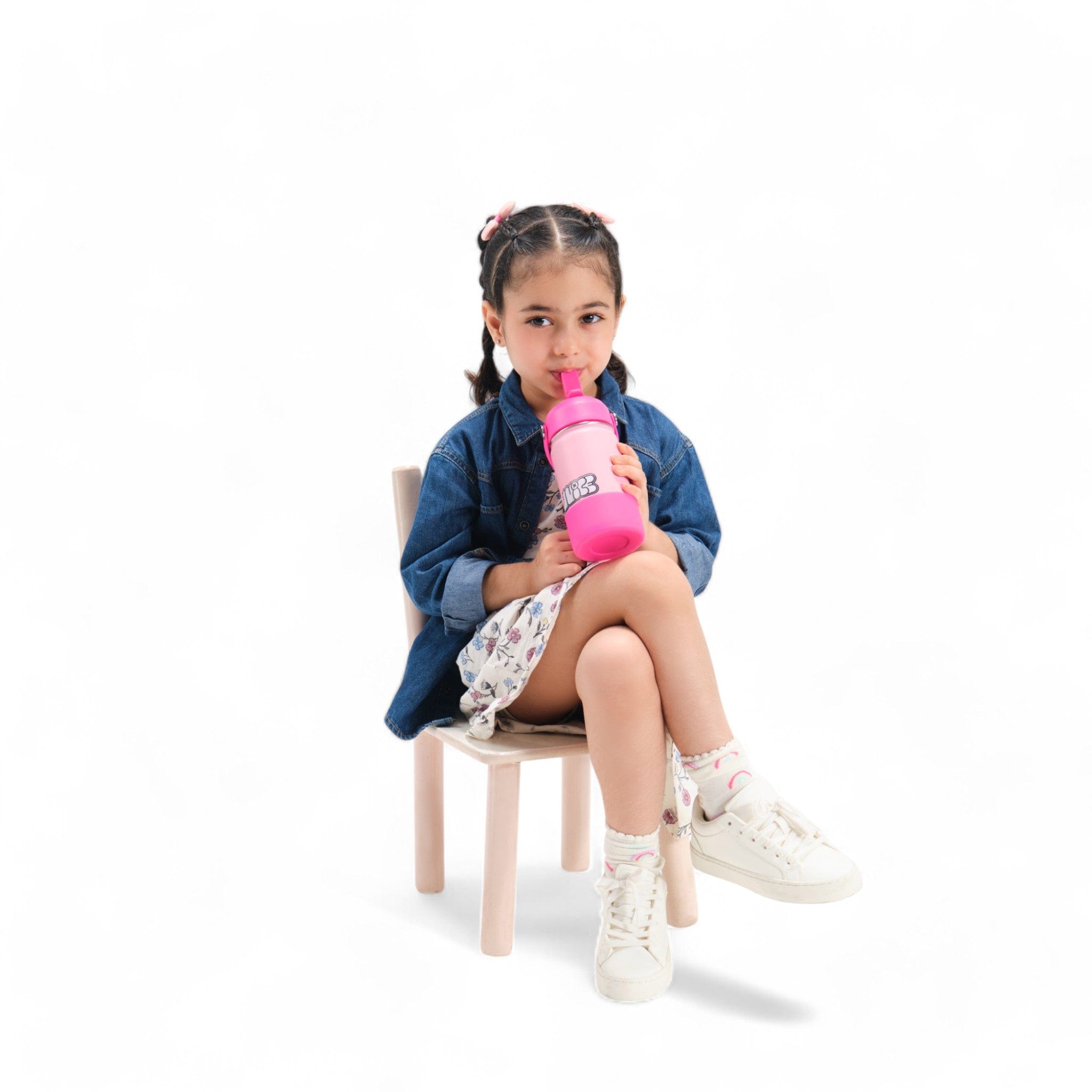 Small Pink Blok Party Bottle - Insulated Stainless Steel Water Bottle for Kids, Gym, School & Outdoor Activities