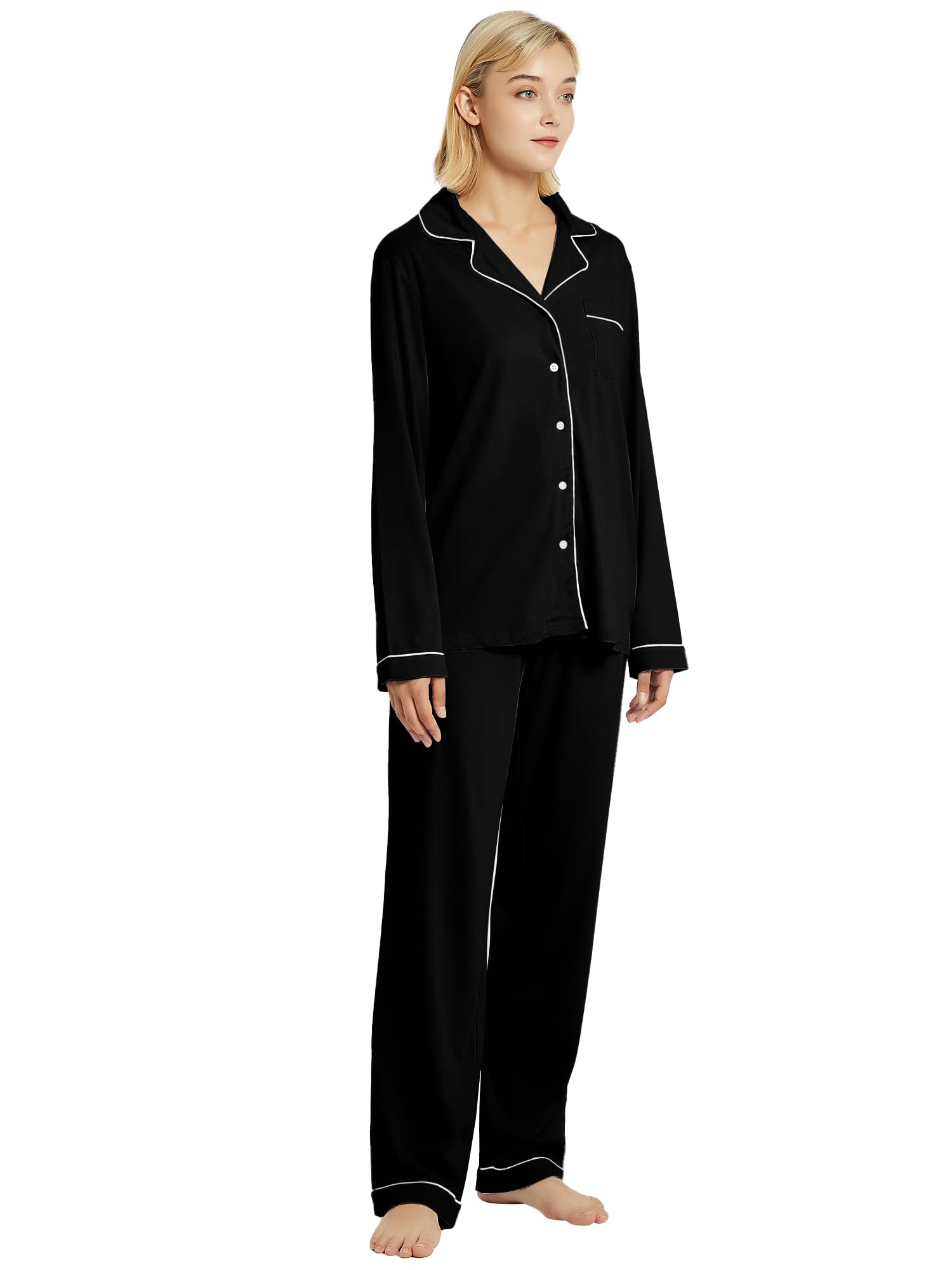 Soft Cotton Pajama Set for Women - Long Sleeve Sleepwear & Lounge Wear for Comfortable Nights