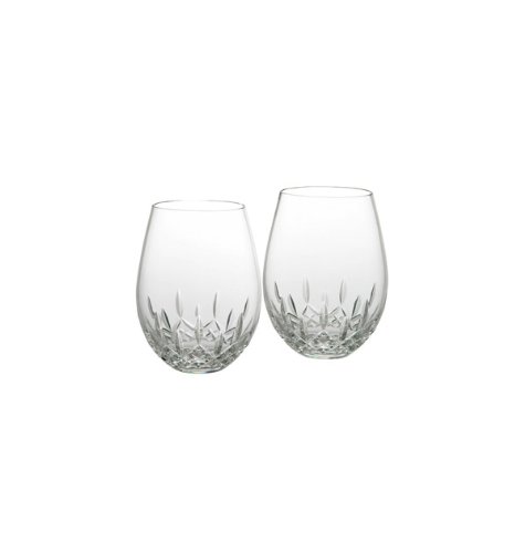 Waterford Lismore Nouveau Stemless Deep Red Wine Glasses - Set of 2 Elegant Crystal Goblets for Cabernet & Merlot - Perfect for Romantic Dinners & Holiday Entertaining