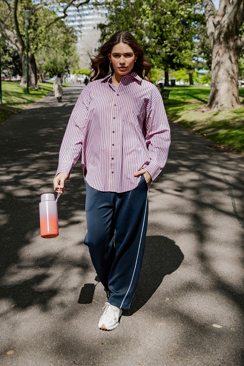 Elm Lila Stripe Shirt - French Blue & Charm Pink Striped Women's Top | Casual Wear, Office Outfit & Spring Fashion