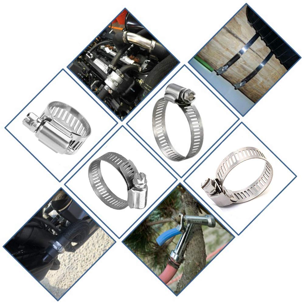 304 Stainless Steel Micro Hose Clamp - Adjustable Worm Gear Duct Clamps (19-29mm, Pack of 10) for Plumbing, Automotive & HVAC Applications