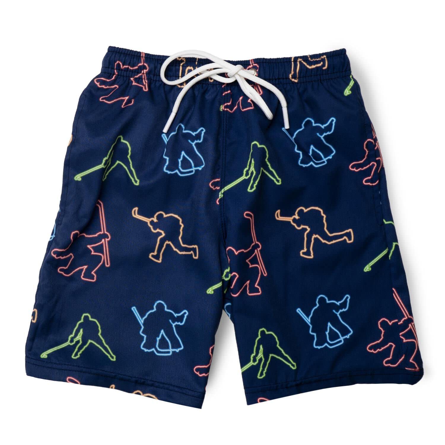 ChalkTalkSPORTS Hockey Swim Trunks for Men & Boys - Quick Dry Swim Board Shorts with Pockets - Youth & Adult Sizes (XS-XXL) - Perfect for Pool, Beach, Water Sports & Summer Activities