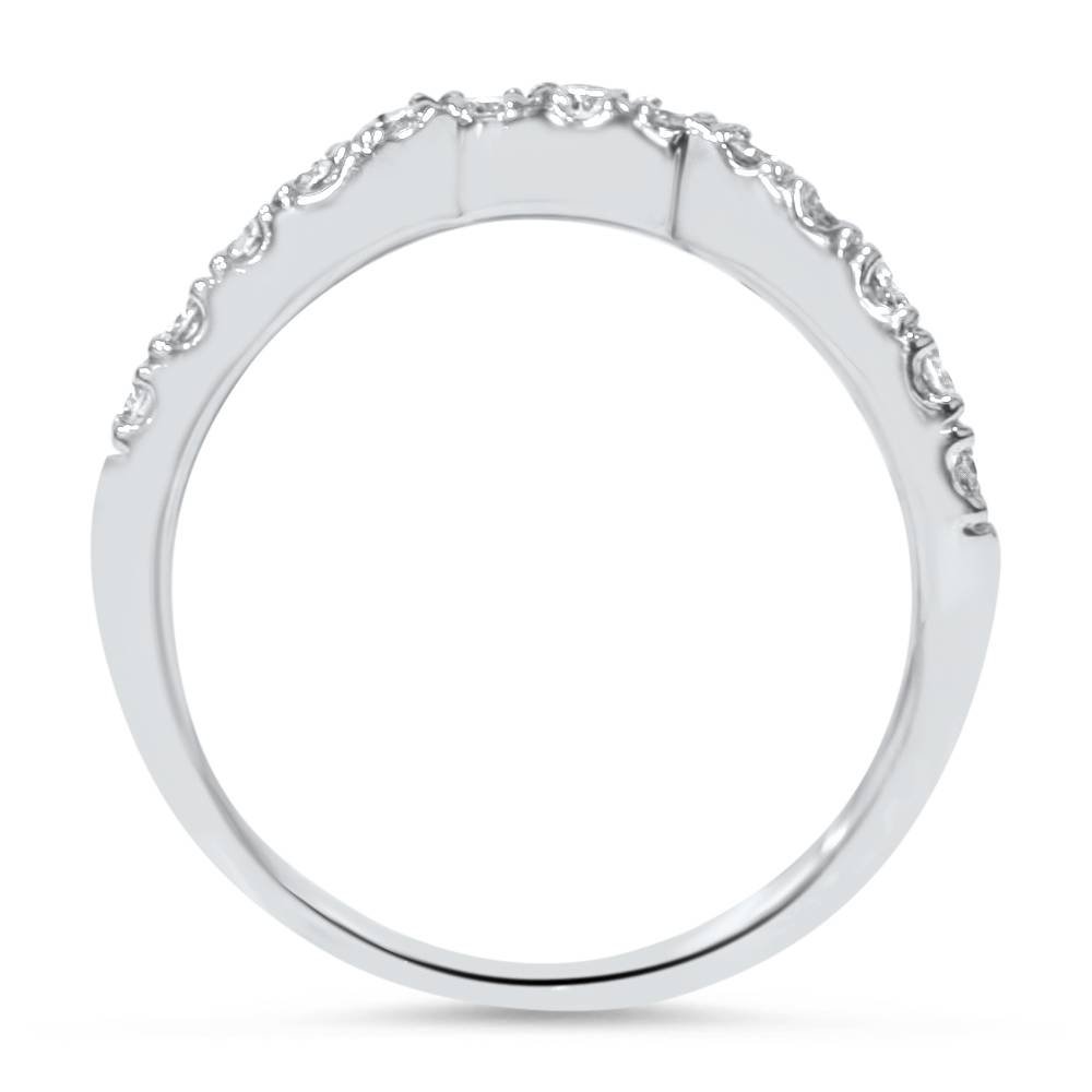 14K White Gold 3/8ct Diamond Curved Guard Ring for Women - Elegant Wedding Band, Anniversary Gift for Her, Promise Ring, Bridal Jewelry (Perfect for Engagements, Anniversaries & Special Occasions)