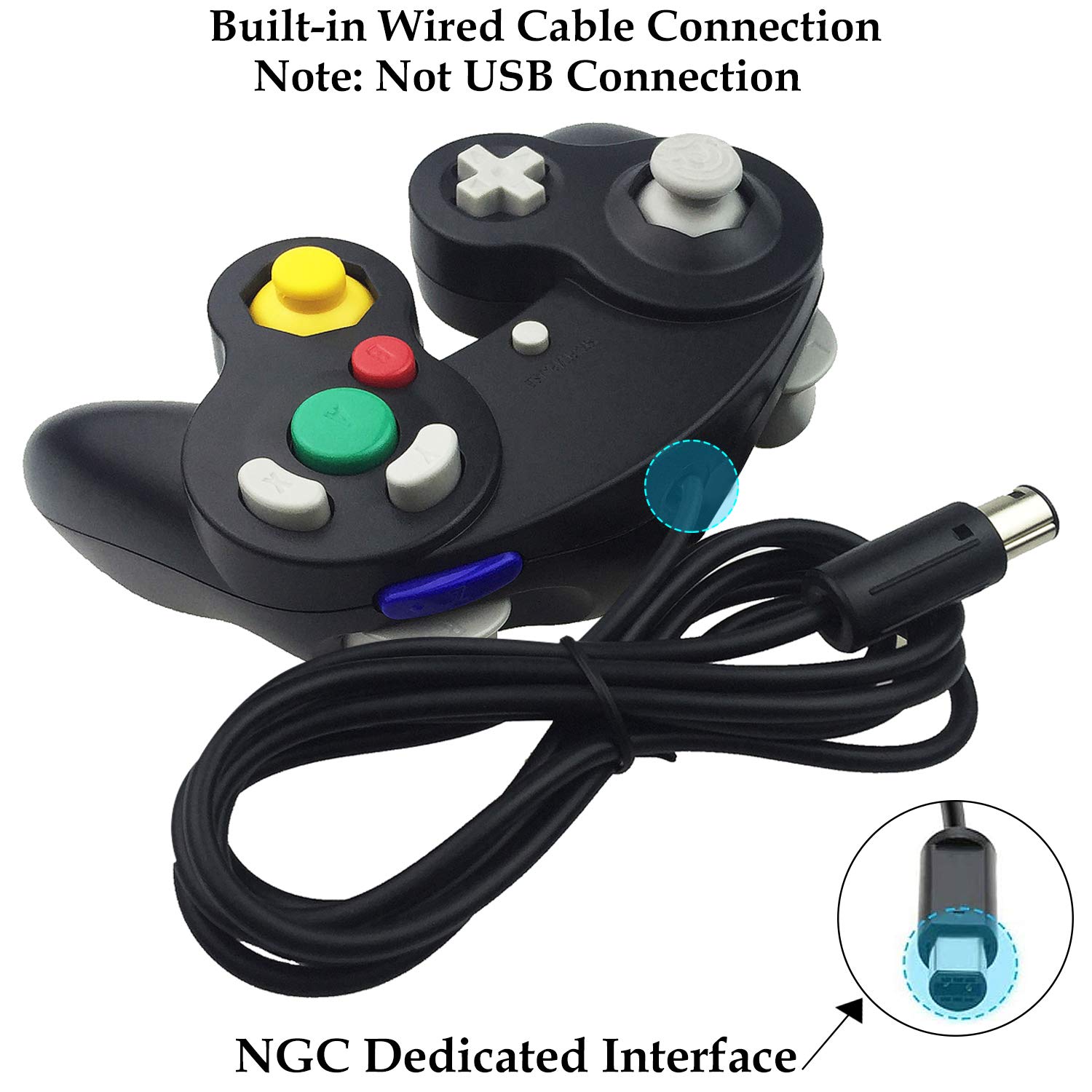 2-Pack Black Wired GameCube Controller for Nintendo Wii & PC - Perfect for Super Smash Bros, Mario Kart & Retro Gaming