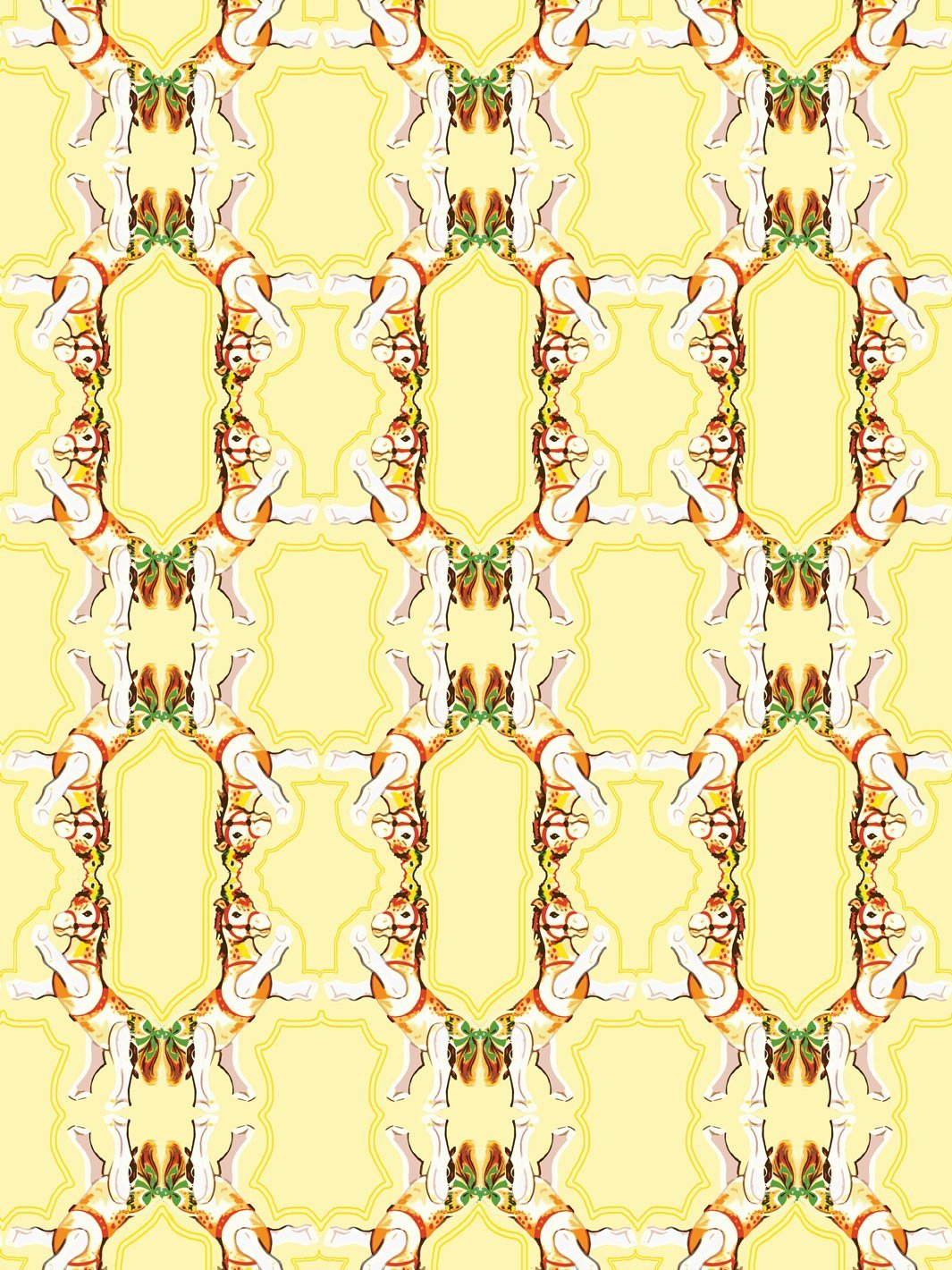 Fisher Price™ 'Horse Arc' Yellow Wallpaper - Perfect for Nursery, Kids Room & Playroom Decor