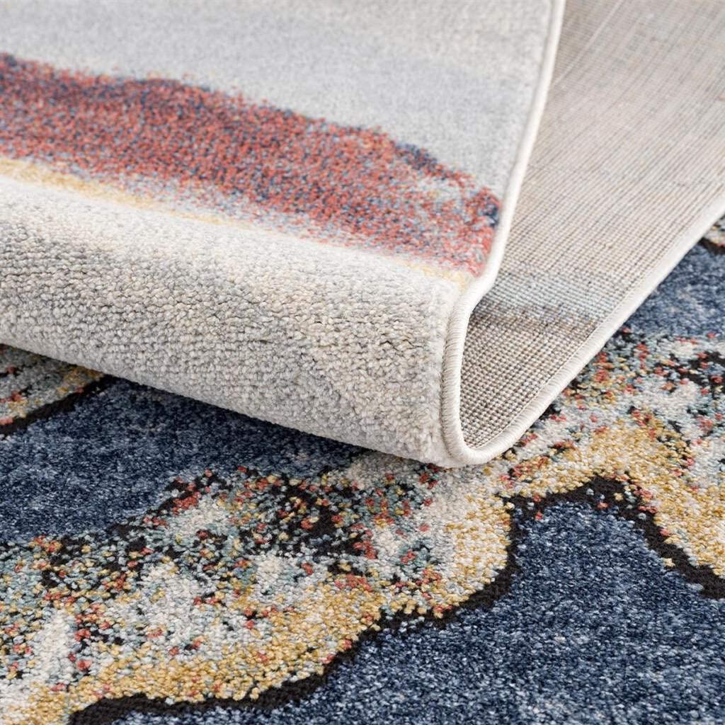 LaDole Rugs Modern Abstract Area Rug - Marble Lava Pattern in Turquoise Blue, Ivory & Red - 3x5 Feet (2'7