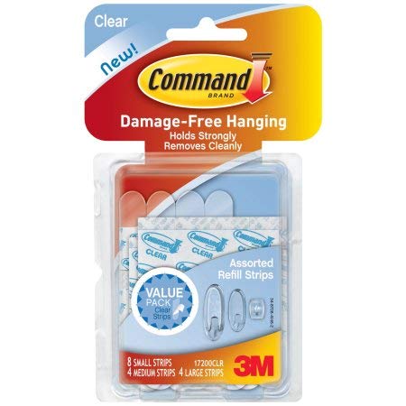 Command Clear Assorted Sized Refill Strips (Pack of 20) - Damage-Free Hanging Solution for Photos, Decor & Organizing at Home or Office