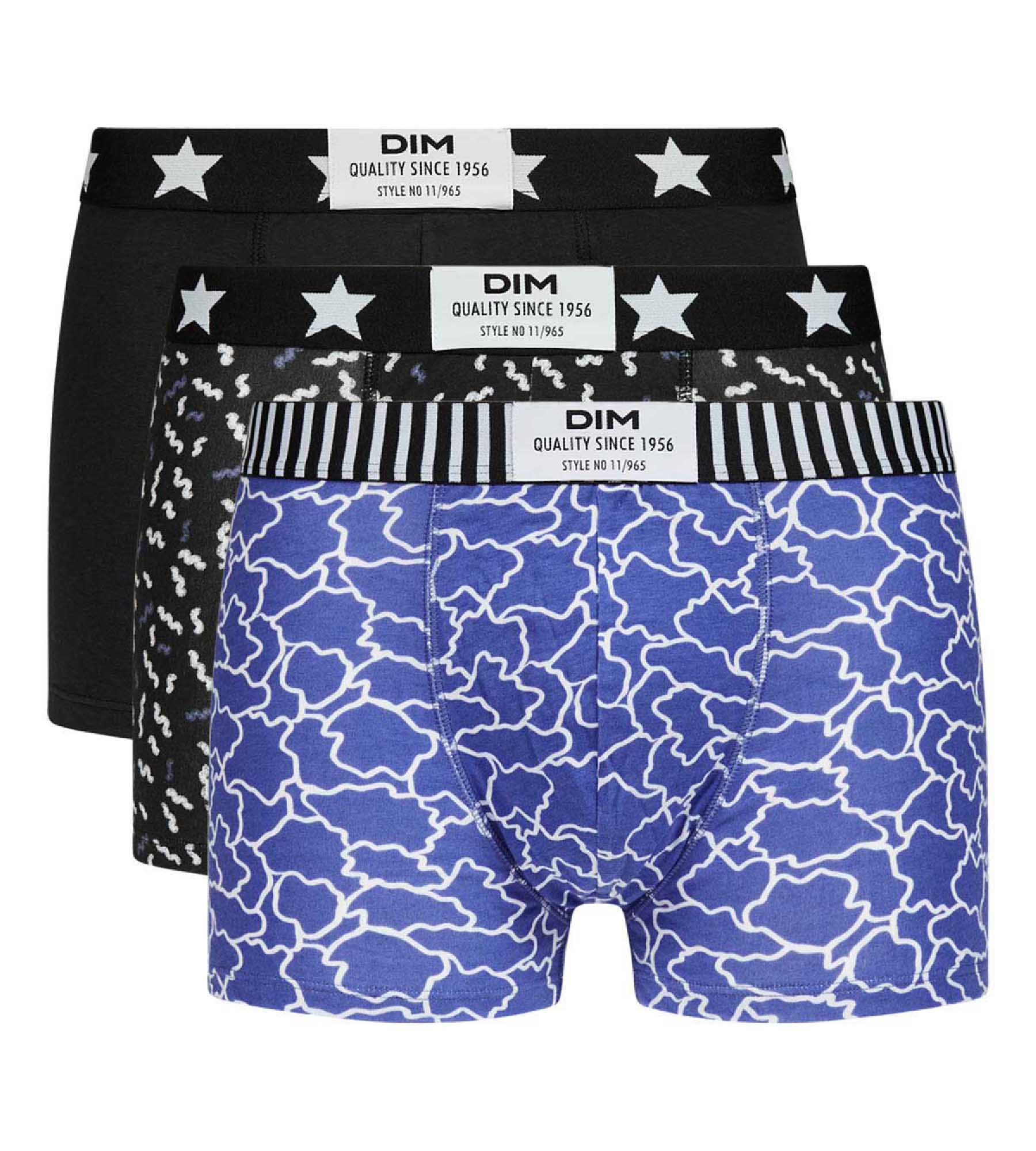 3 Pack Men's Boxer Briefs - Blue & Black Cloud Print - Soft Cotton Underwear for Comfort & Style - Perfect for Daily Wear, Gym & Lounge
