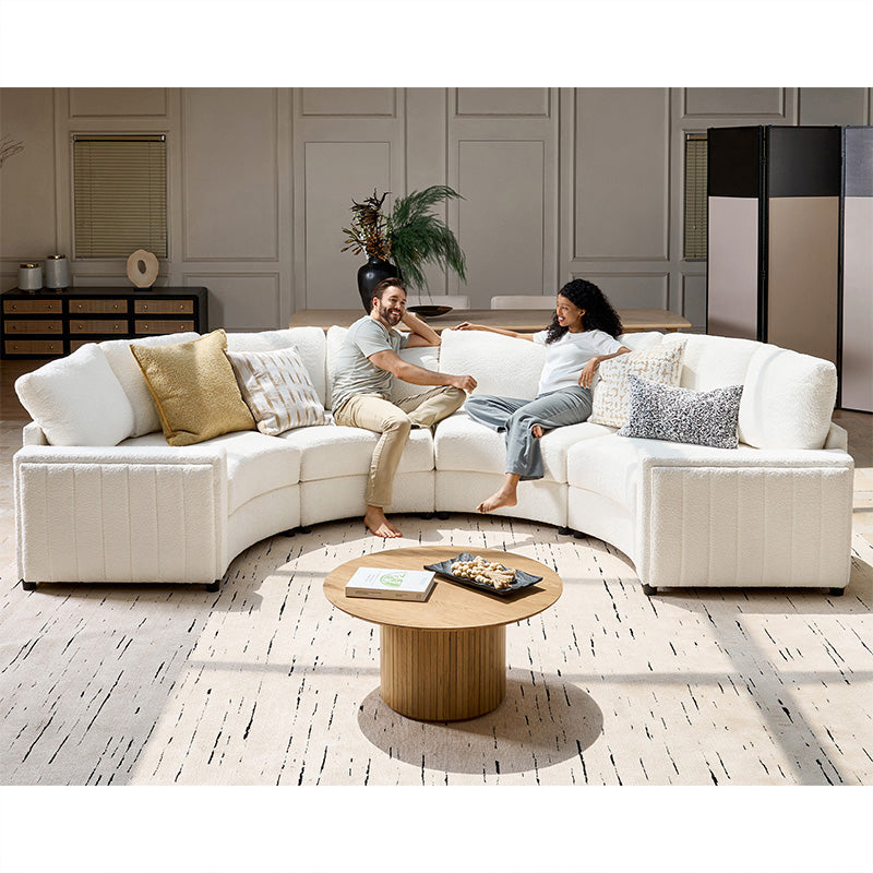 Aeris Modern Curved Sectional Sofa Set - L-Shaped Couch with Ottoman for Living Room, Lounge & Entertainment Spaces | Contemporary Fabric Upholstery, Comfortable Seating for Family & Guests