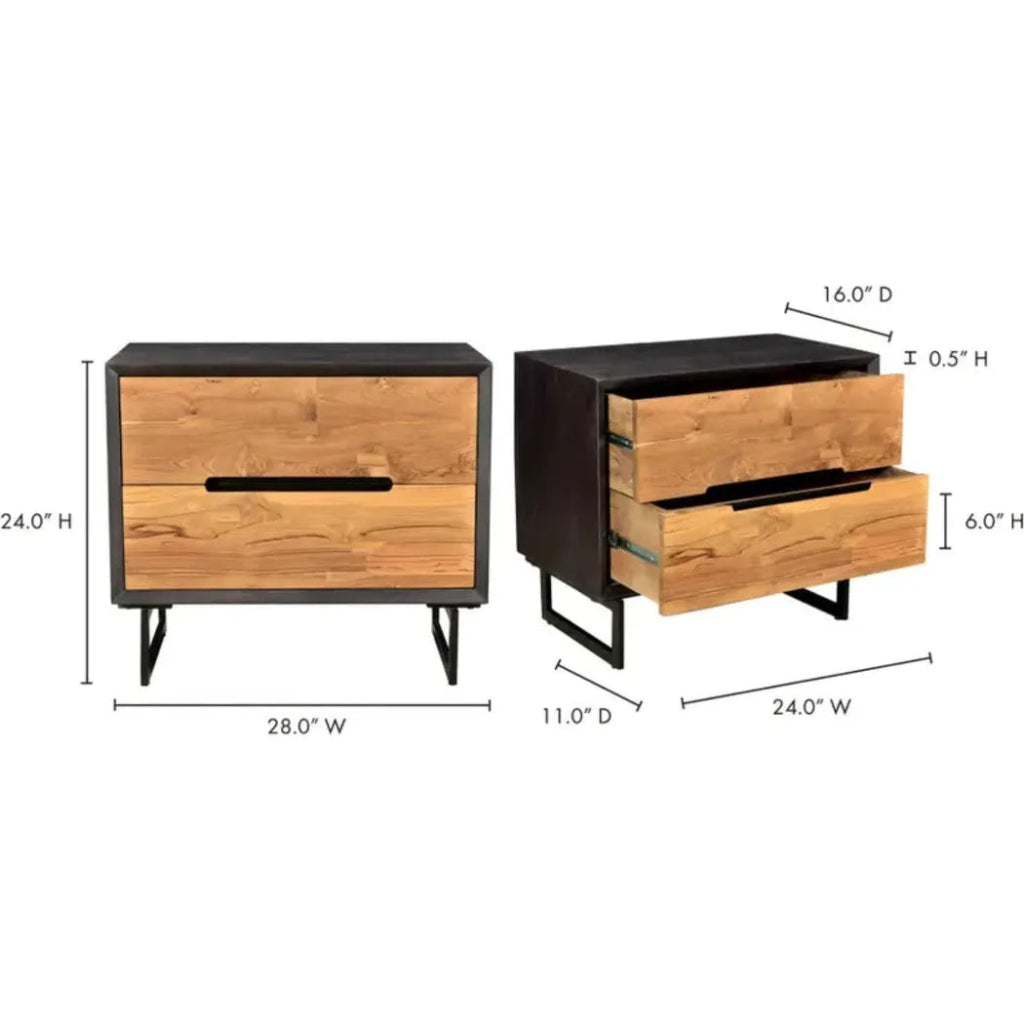 28 Inch Nightstand Brown Scandinavian Style Bedside Table - Modern Minimalist Wooden End Table for Bedroom, Living Room & Guest Room