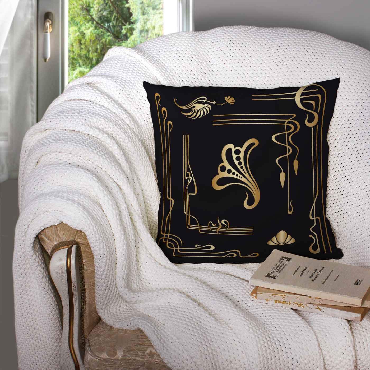 20x20 Inch Decorative Pillow Covers with Zipper - Art Nouveau Design Throw Pillow Cases Set for Sofa, Bed & Home Decor | Perfect for Living Room, Bedroom & Dorm