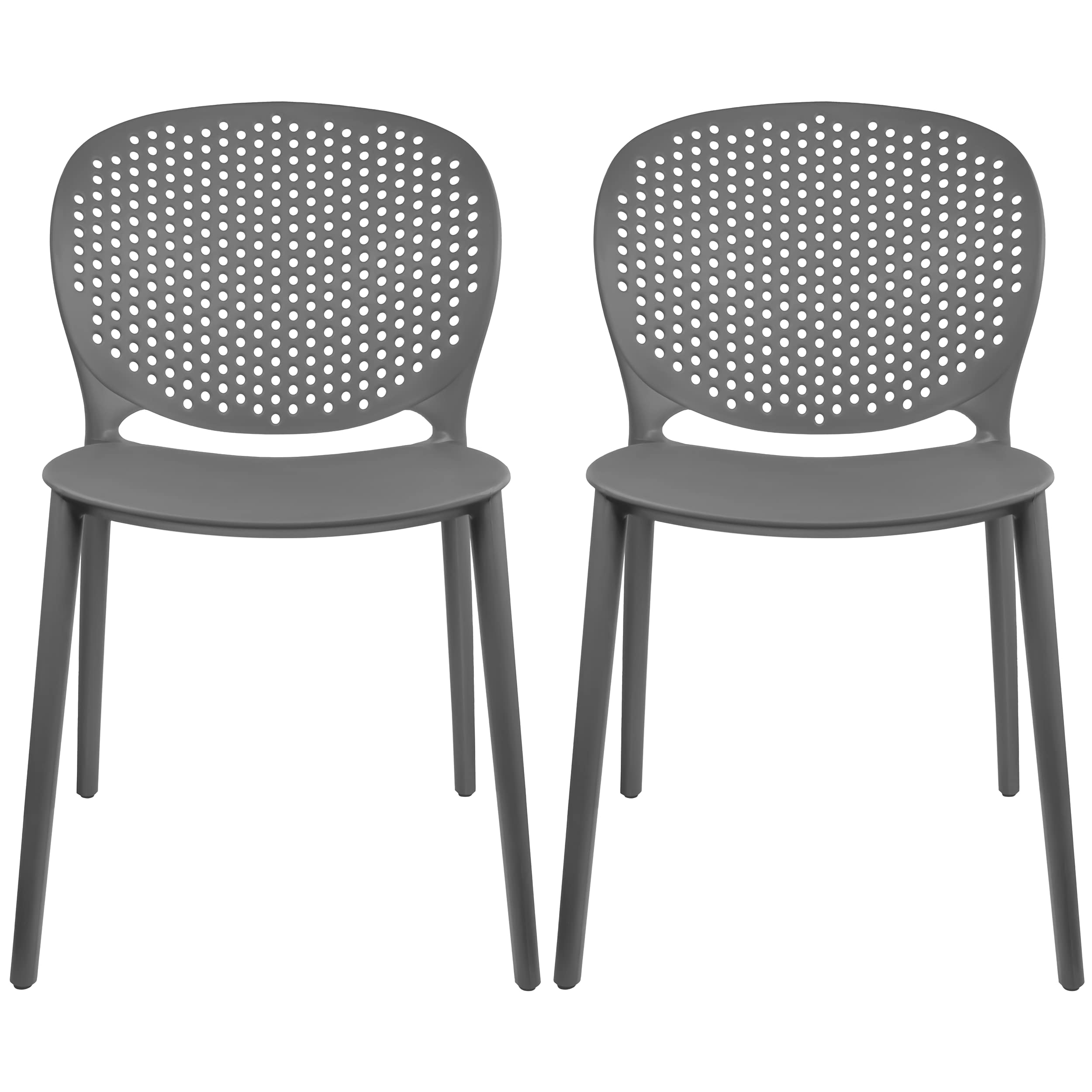 2 Pack Modern Stackable Patio Chairs - Indoor Outdoor Dining Chairs for Poolside, Kitchen, Living Room & Restaurant - Space-Saving Gray Side Chairs (Perfect for Small Spaces, Balcony Decor & Outdoor Entertaining)