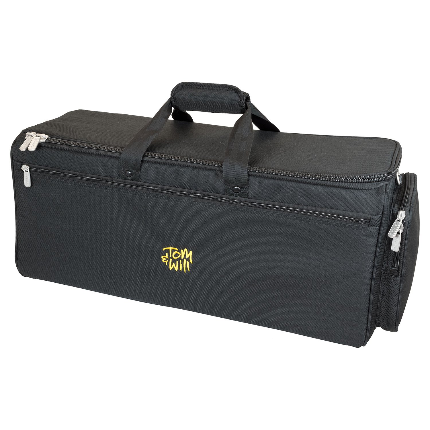 Tom & Will 26DTP-600 Professional Triple Instrument Gig Bag for Cornet, Trumpet & Flugelhorn - Durable Black Nylon Case with Padded Protection - Perfect for Music Students, Band Performances & Travel