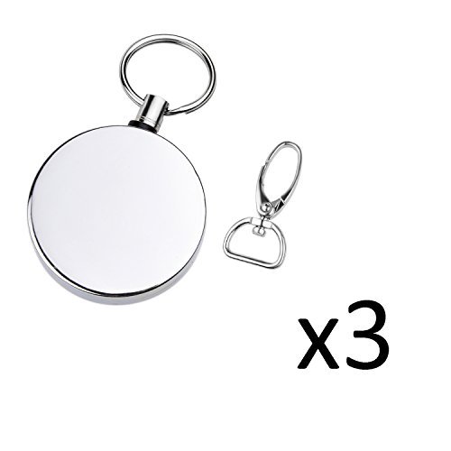 **Kare and Kind Heavy Duty Retractable Reel with Belt Clip - 28 Inch Steel Cord, Chrome Metal Case, Swivel Clips & Key Ring (Silver, 3-Pack) - Perfect for Keys, ID Badges, Tools & Outdoor Gear**