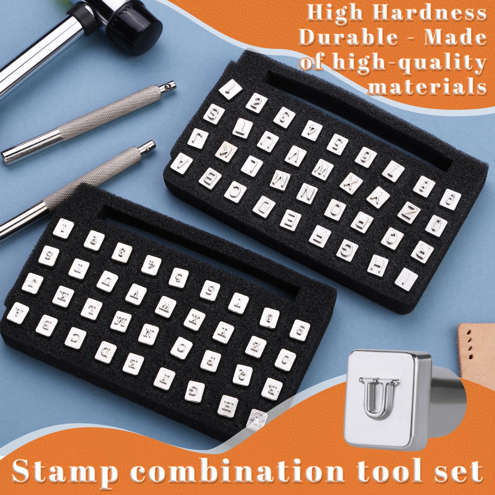 WONVOC 75pcs Leather Stamping Tools Kit with Letters & Patterns for Leathercraft DIY Projects